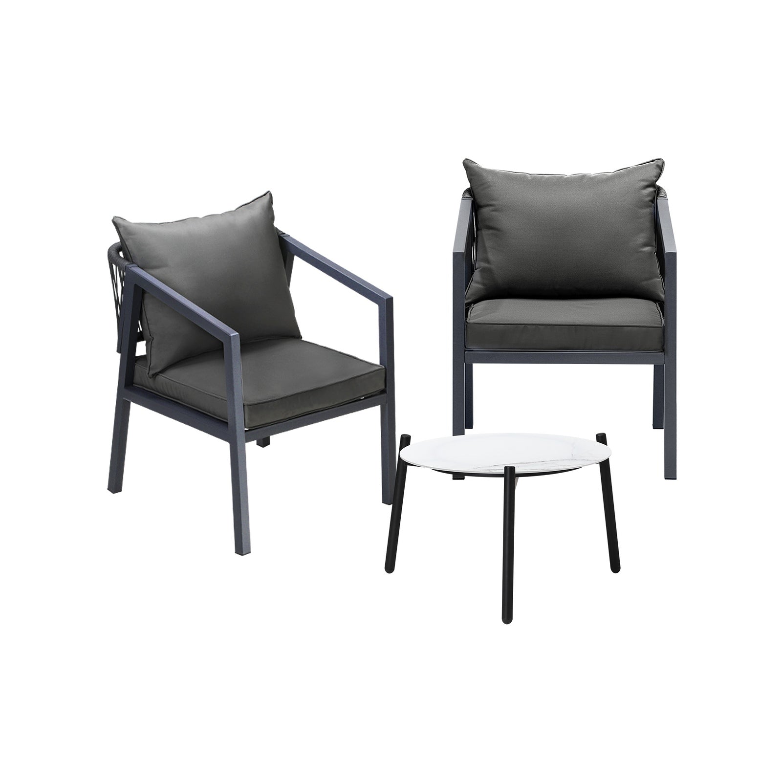 Livsip 3PCS Outdoor Patio Setting Furniture Lounge Set White 50cm Coffee Table - Sunyee