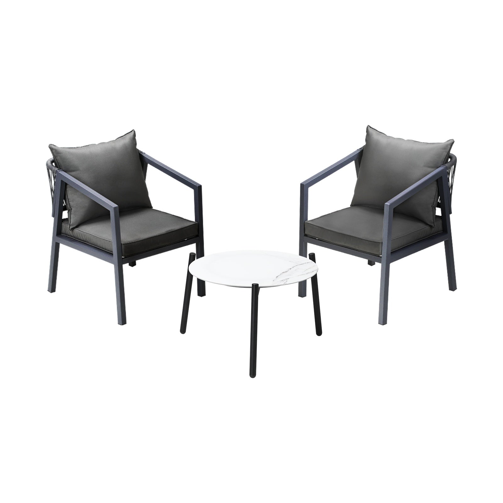 Livsip 3PCS Outdoor Patio Setting Furniture Lounge Set White 50cm Coffee Table - Sunyee