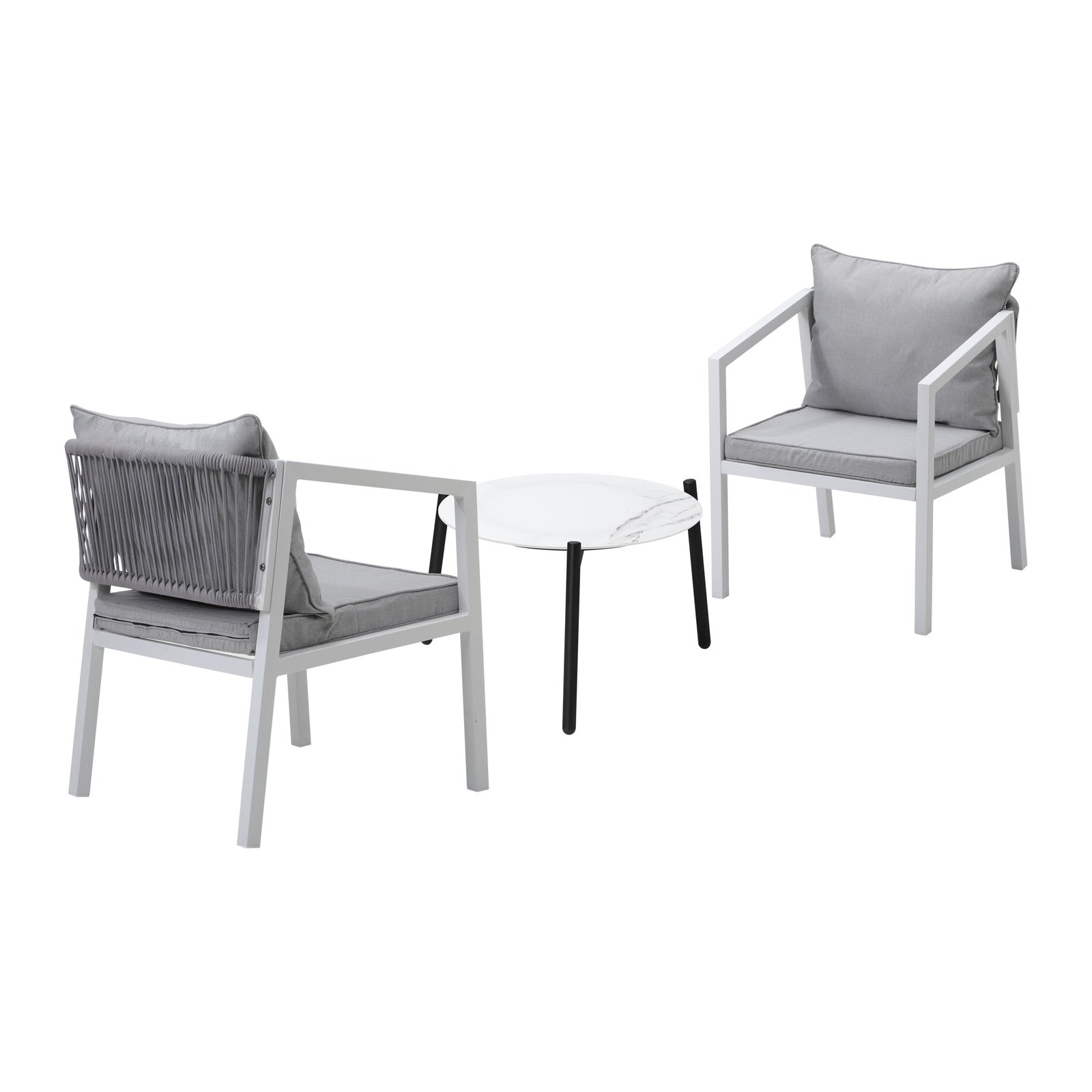 Livsip Outdoor Patio Setting 3PCS Furniture Lounge Set White 50cm Coffee Table - Sunyee