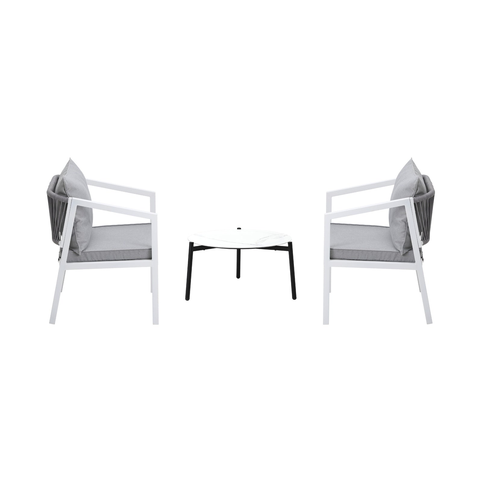 Livsip Outdoor Patio Setting 3PCS Furniture Lounge Set White 50cm Coffee Table - Sunyee