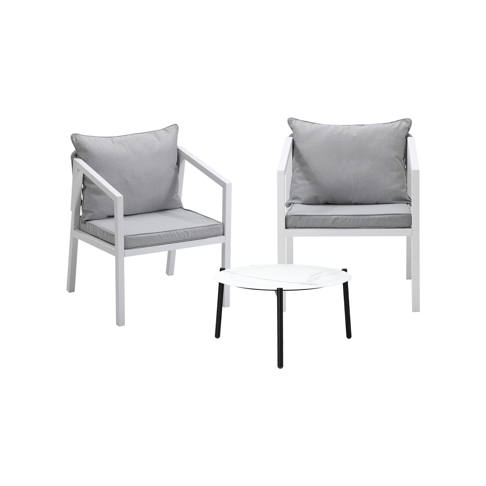Livsip Outdoor Patio Setting 3PCS Furniture Lounge Set White 50cm Coffee Table - Sunyee