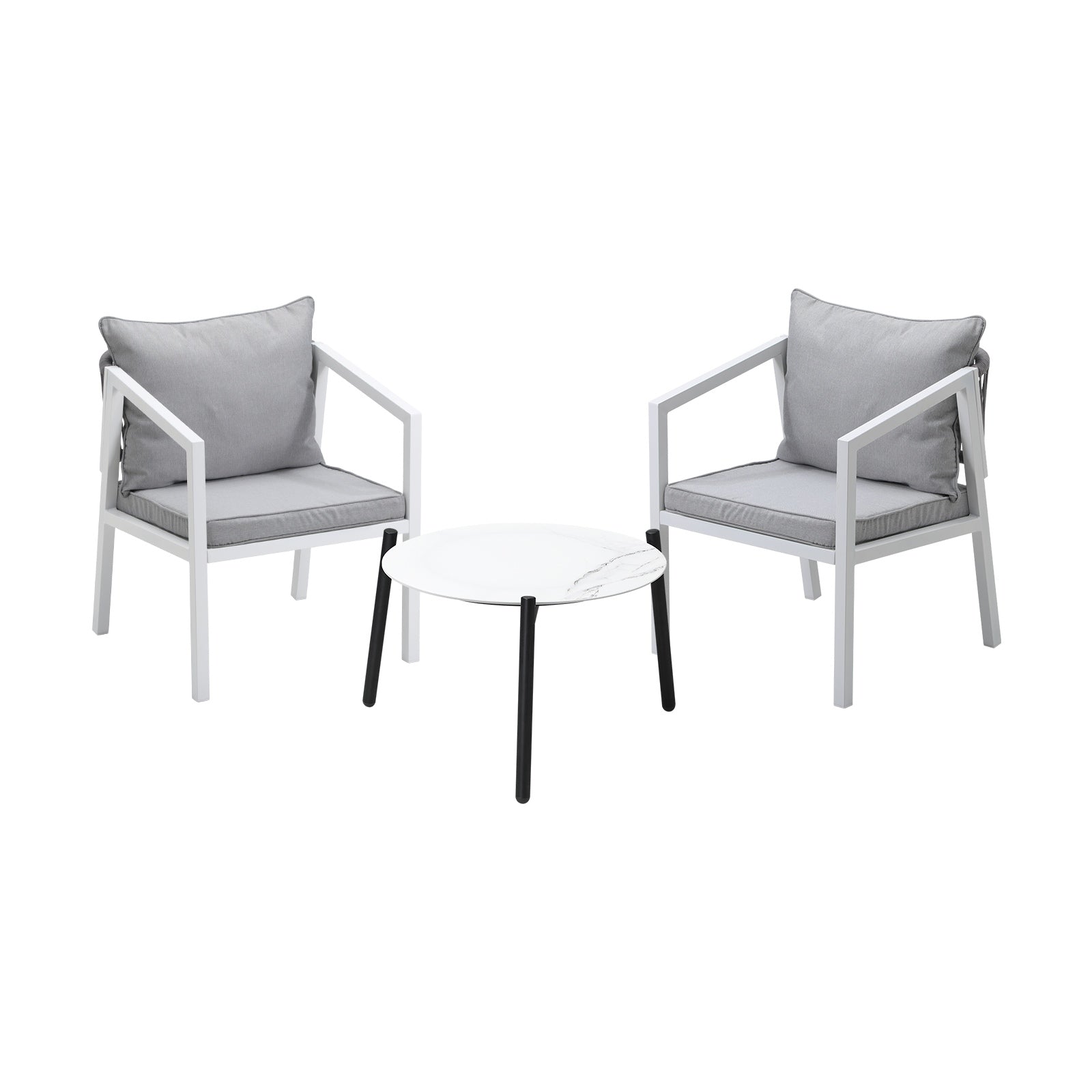 Livsip Outdoor Patio Setting 3PCS Furniture Lounge Set White 50cm Coffee Table - Sunyee