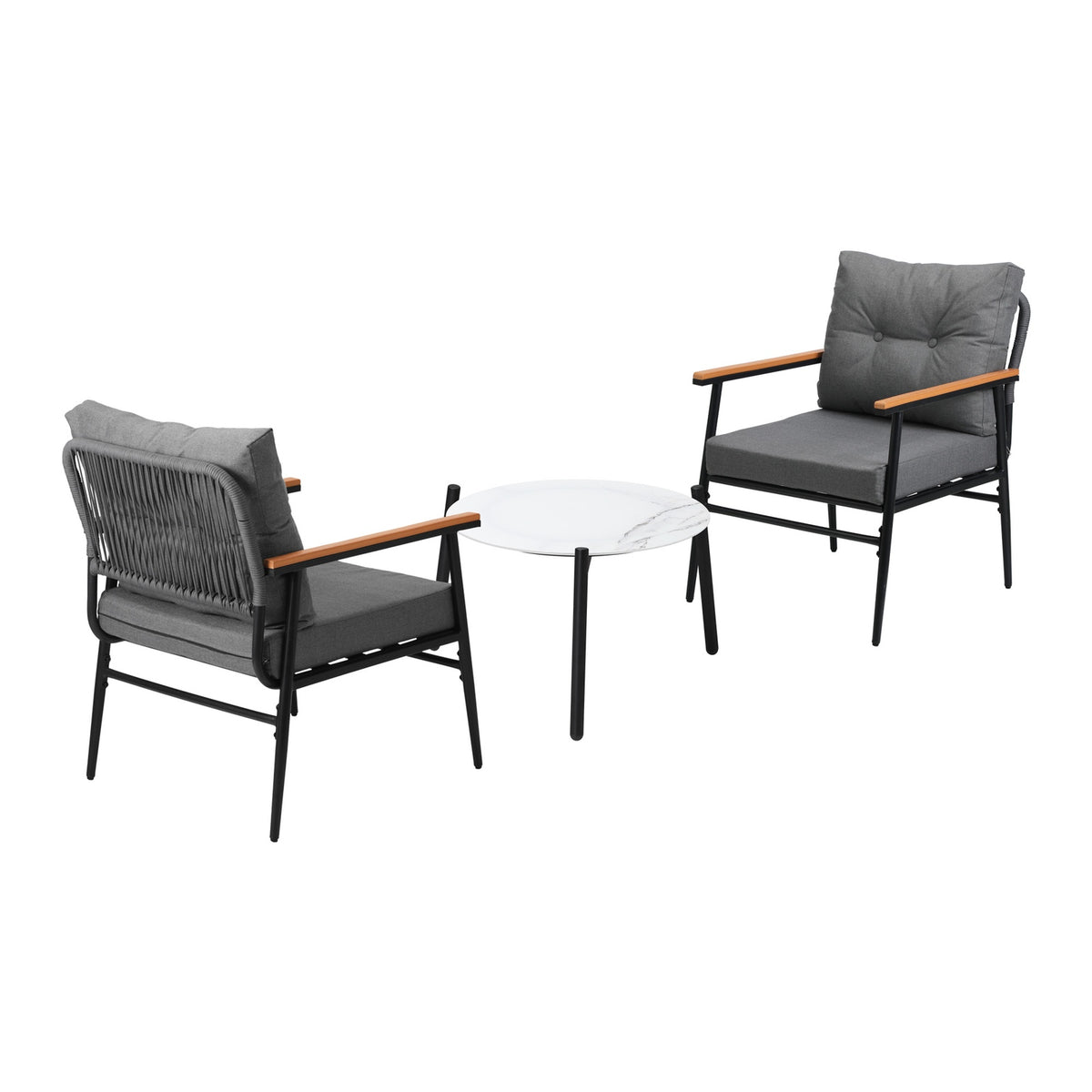 Livsip Outdoor Patio Setting 3 Piece Bistro Lounge Furniture Set 50cm Table - Sunyee