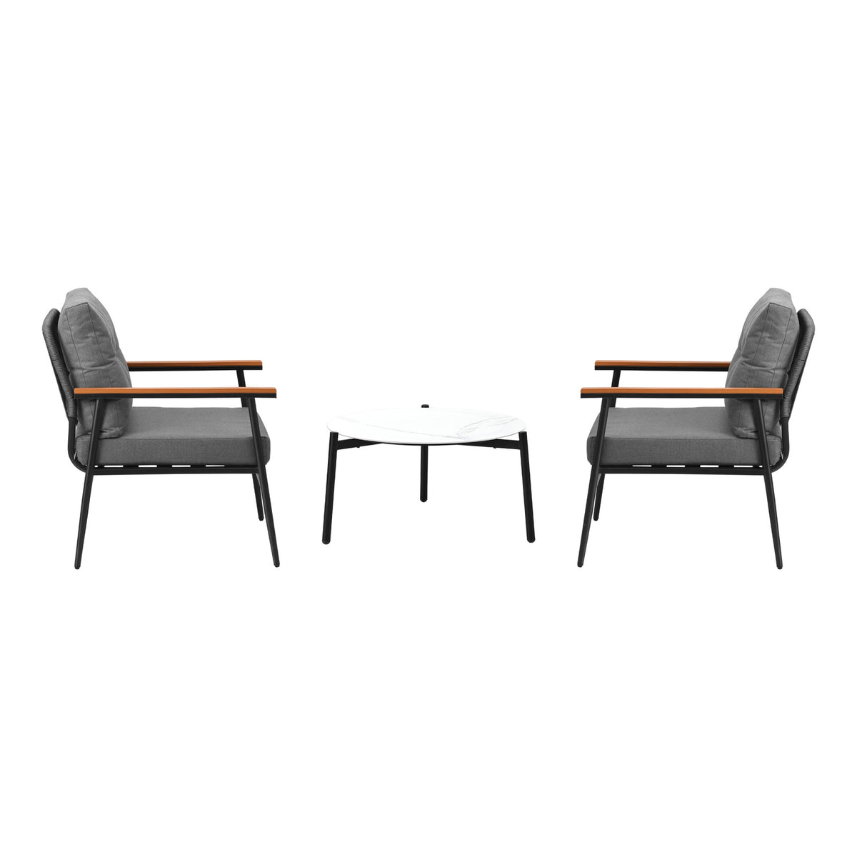 Livsip Outdoor Patio Setting 3 Piece Bistro Lounge Furniture Set 50cm Table - Sunyee