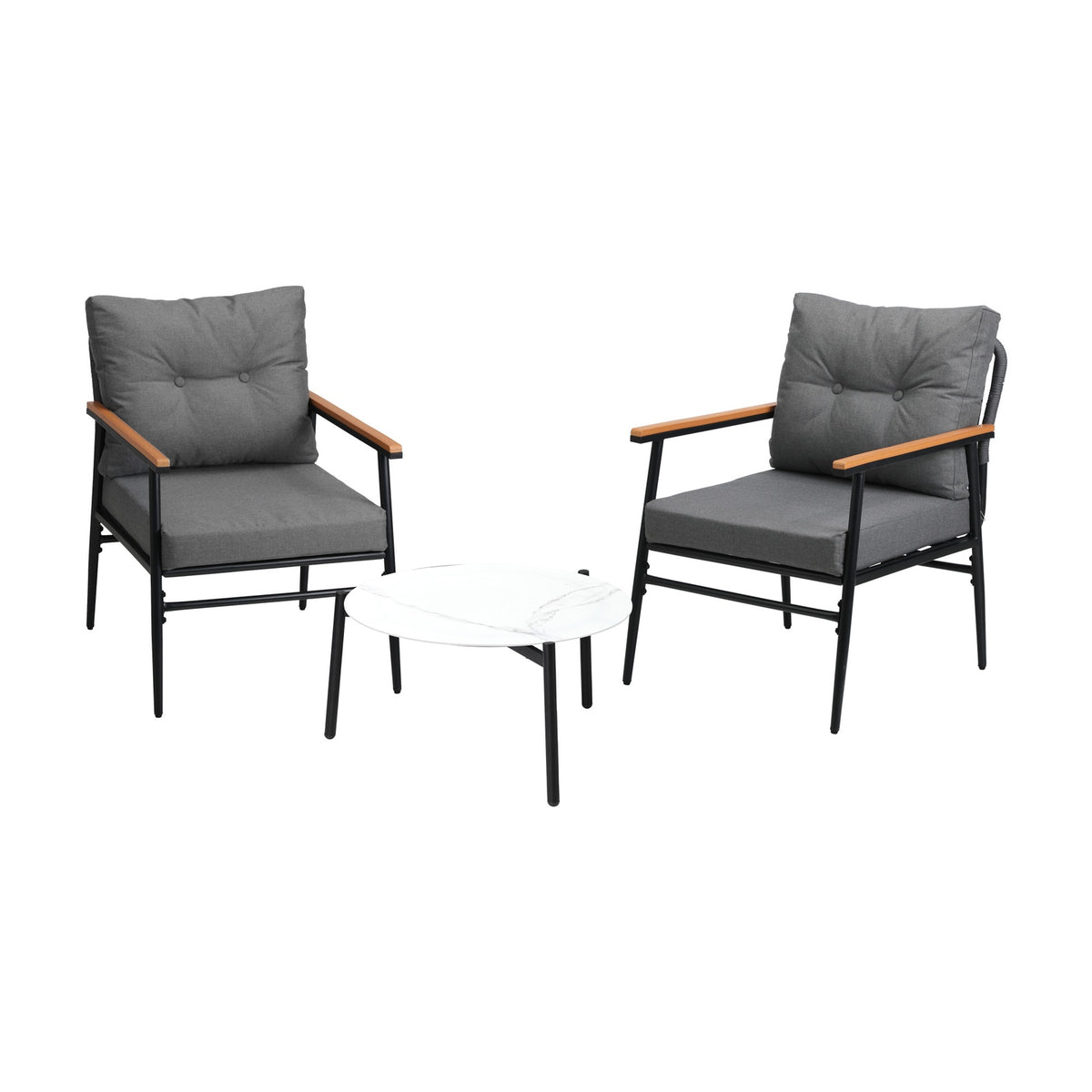 Livsip Outdoor Patio Setting 3 Piece Bistro Lounge Furniture Set 50cm Table - Sunyee