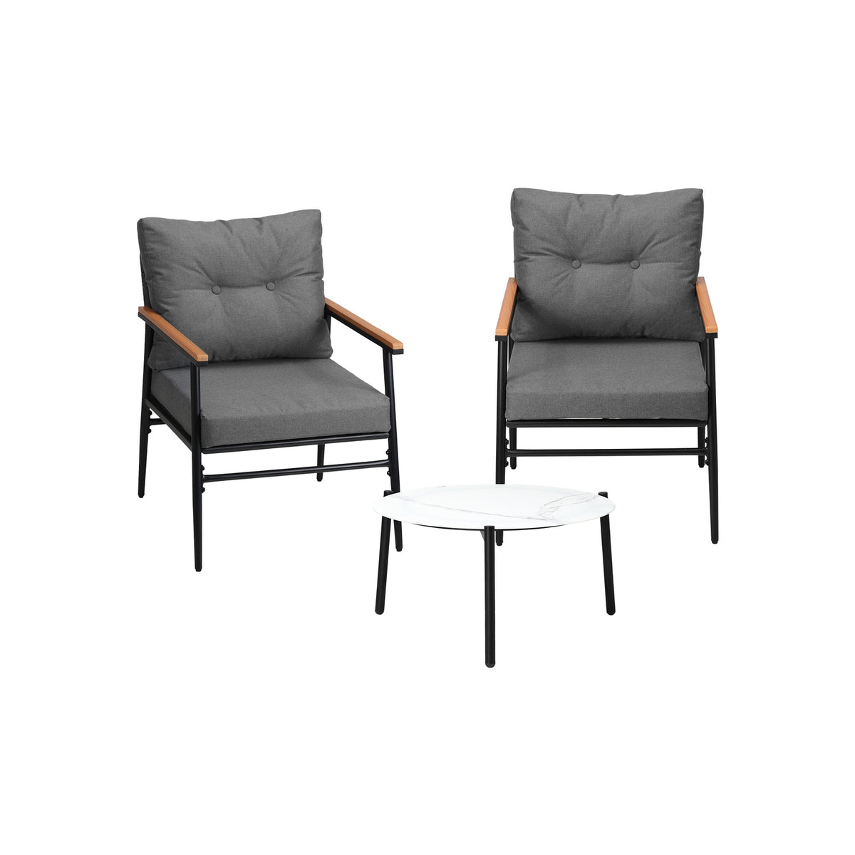 Livsip Outdoor Patio Setting 3 Piece Bistro Lounge Furniture Set 50cm Table - Sunyee