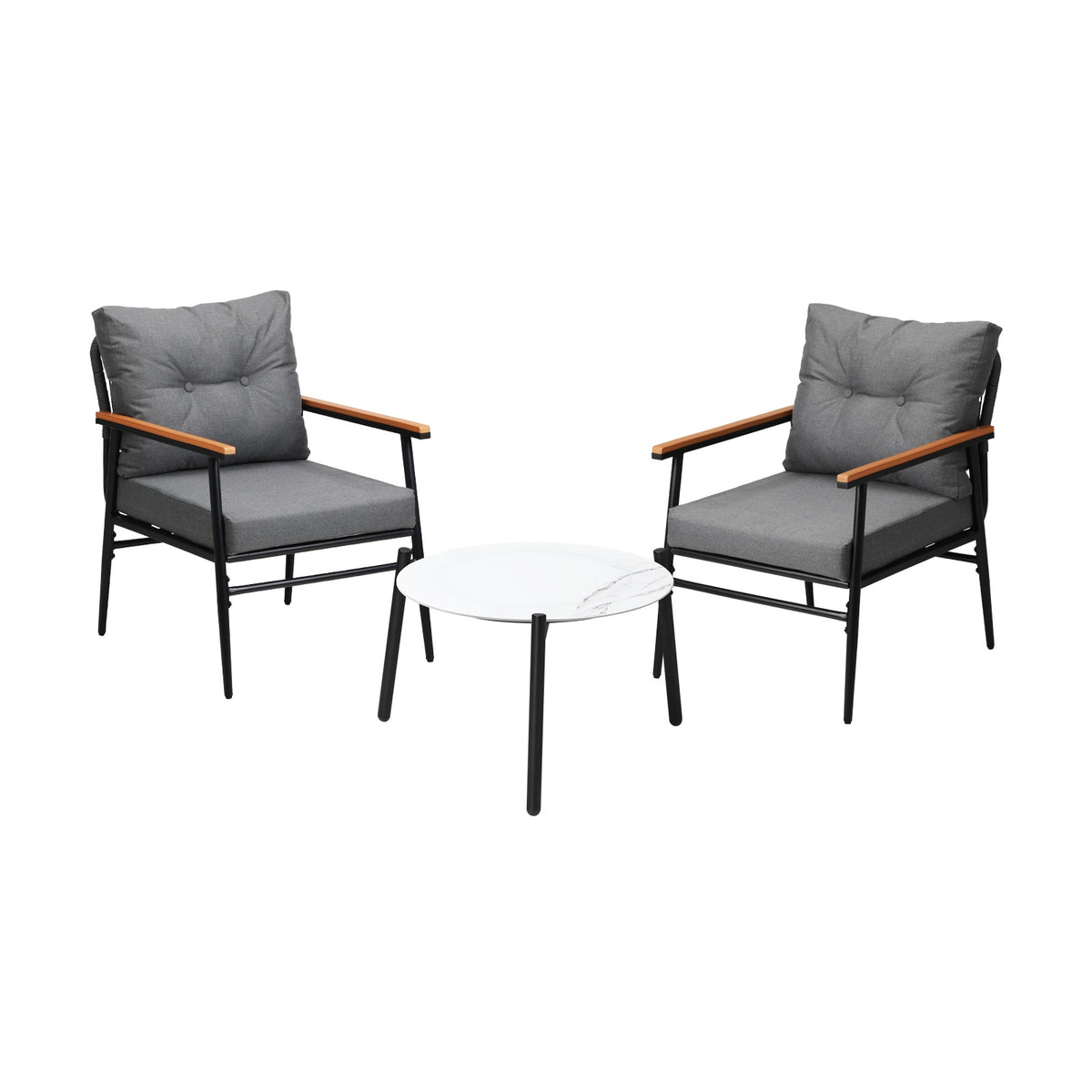 Livsip Outdoor Patio Setting 3 Piece Bistro Lounge Furniture Set 50cm Table - Sunyee