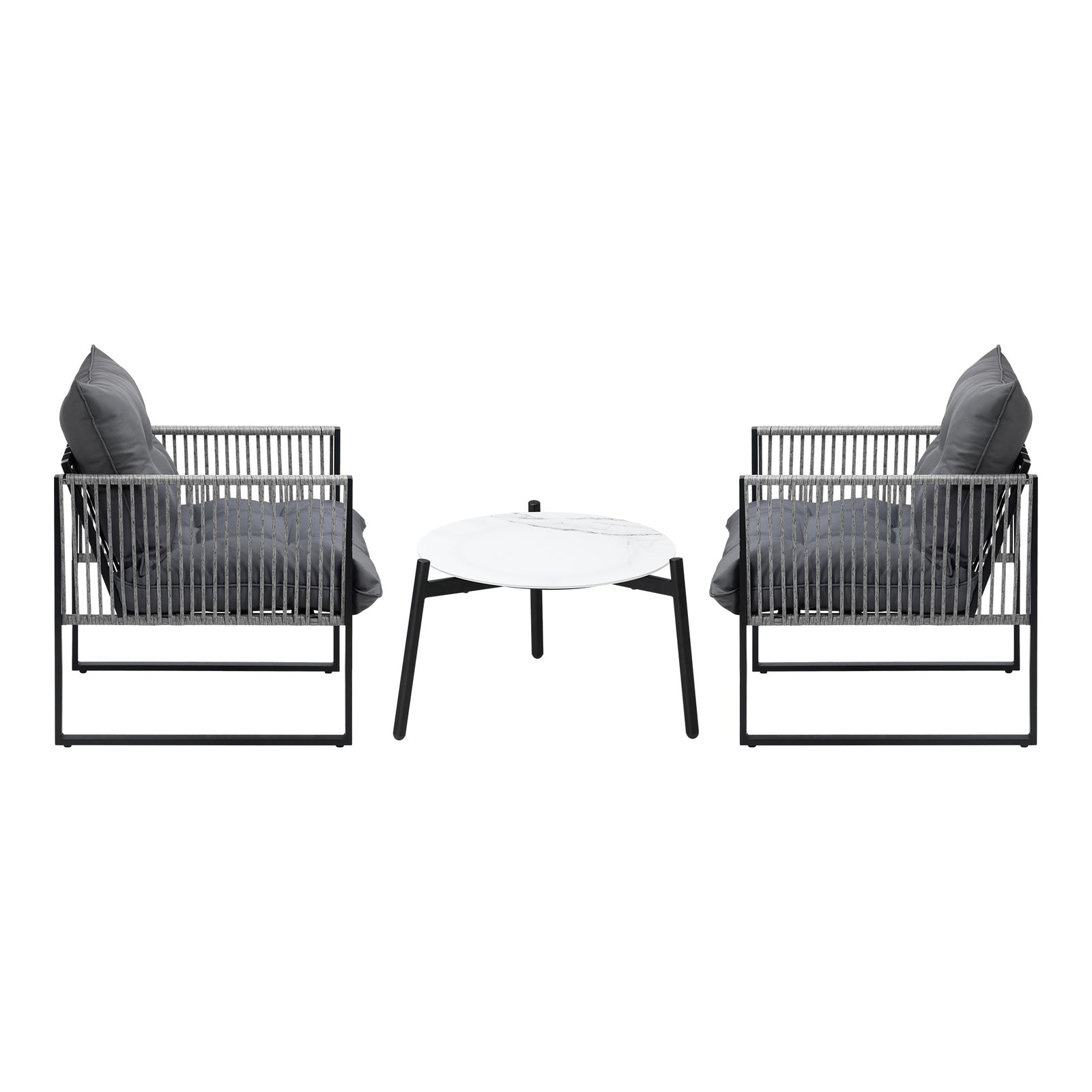 Livsip 3PCS Outdoor Patio Setting Table Chairs White 50cm Coffee Table - Sunyee