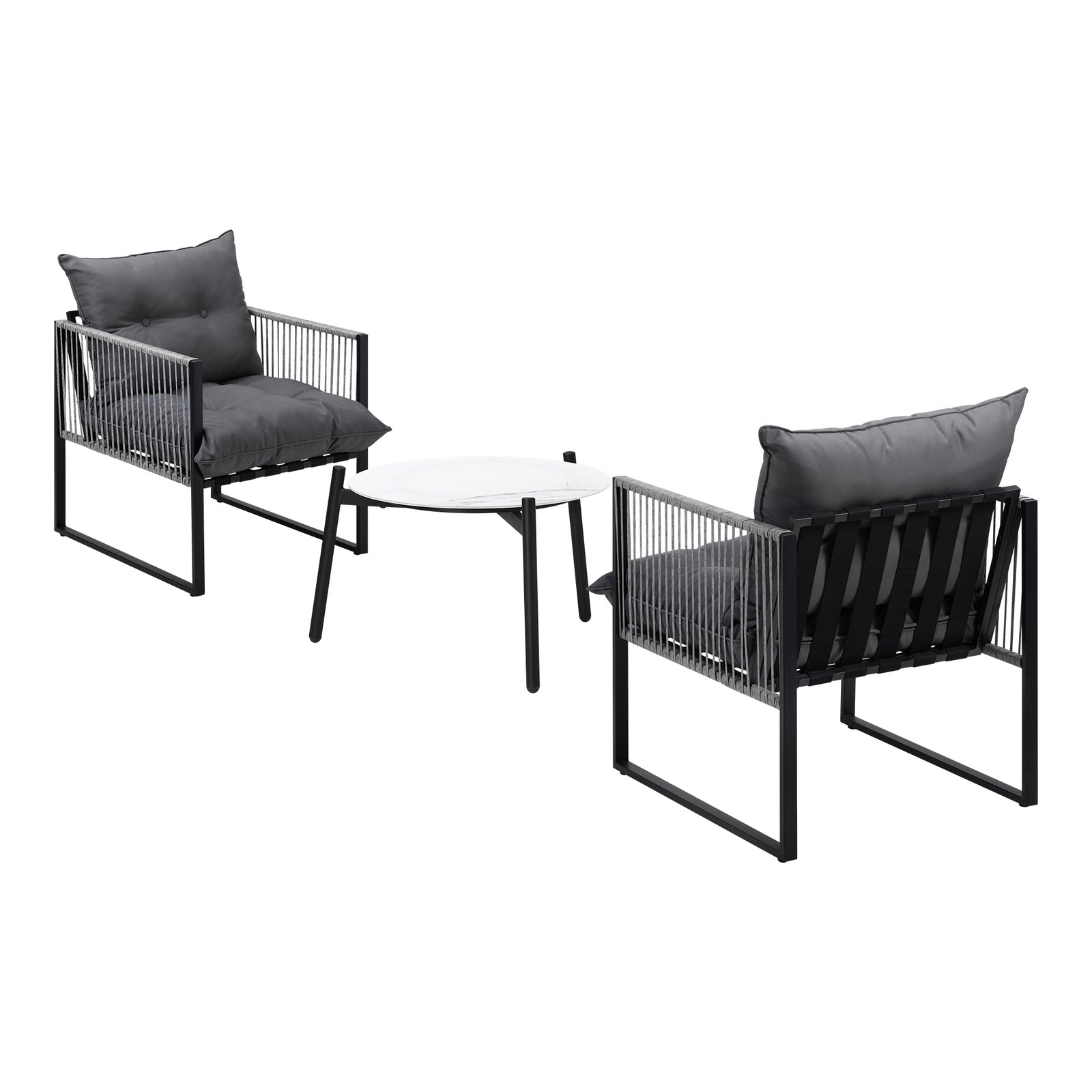 Livsip 3PCS Outdoor Patio Setting Table Chairs White 50cm Coffee Table - Sunyee