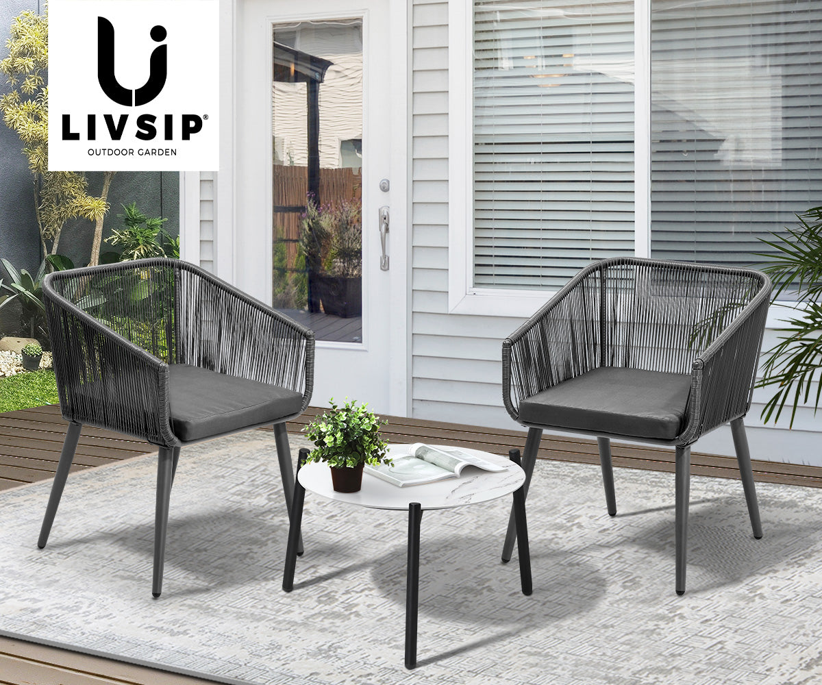 Livsip Outdoor Lounge Setting Furniture 3 Piece Patio Set - Sunyee