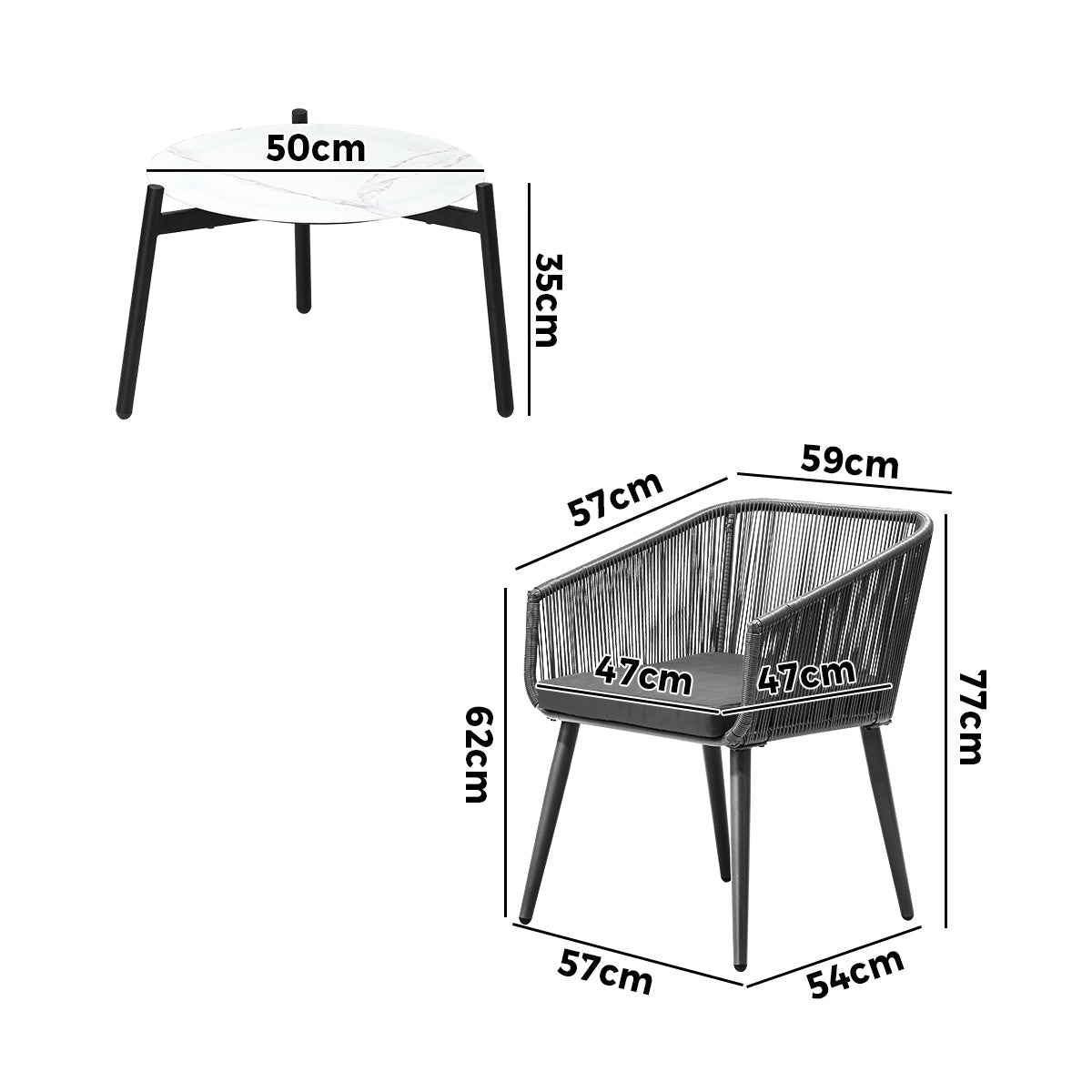 Livsip Outdoor Lounge Setting Furniture 3 Piece Patio Set - Sunyee