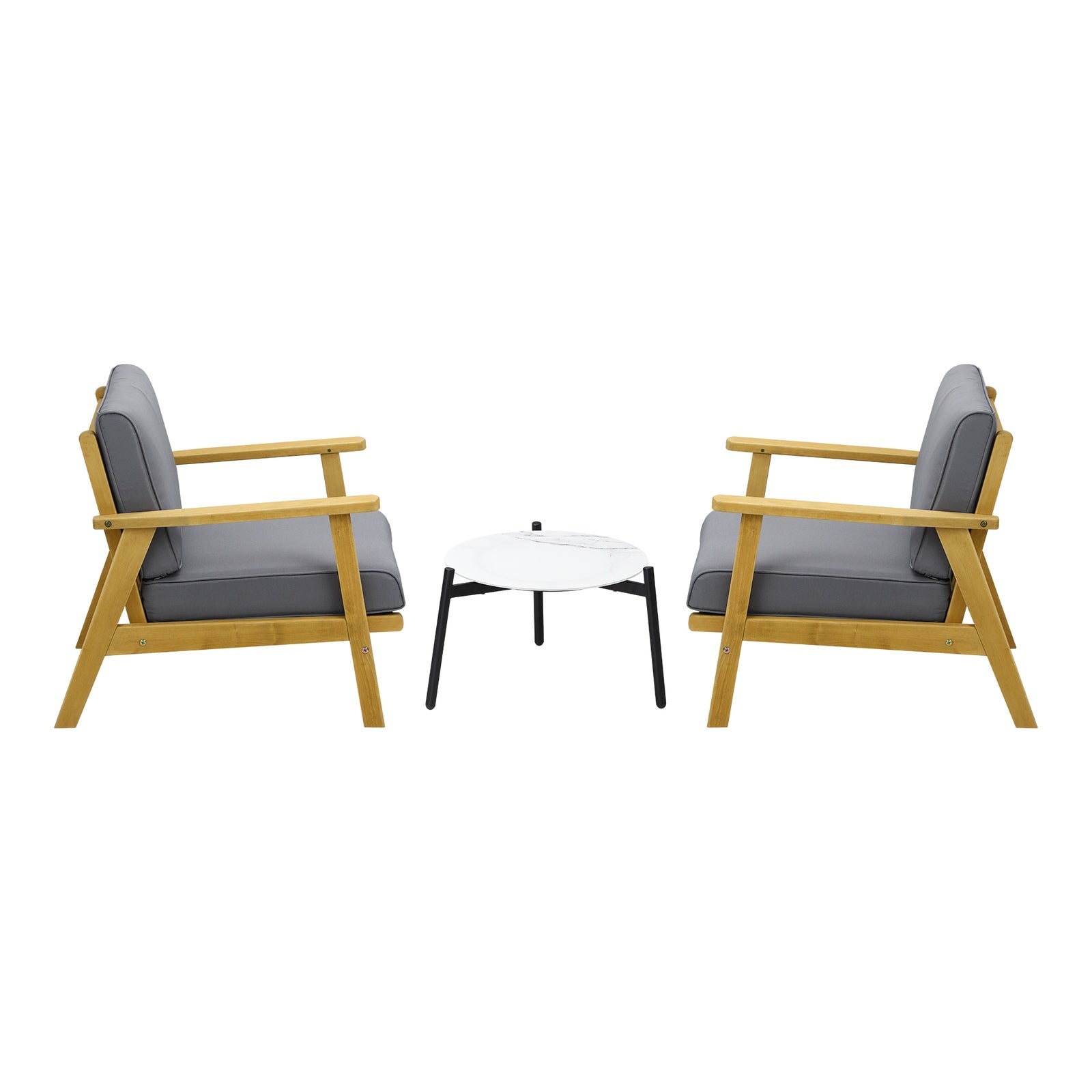 Livsip 3PCS Outdoor Lounge Set Patio Furniture Sets 50cm White Coffee Side Table - Sunyee