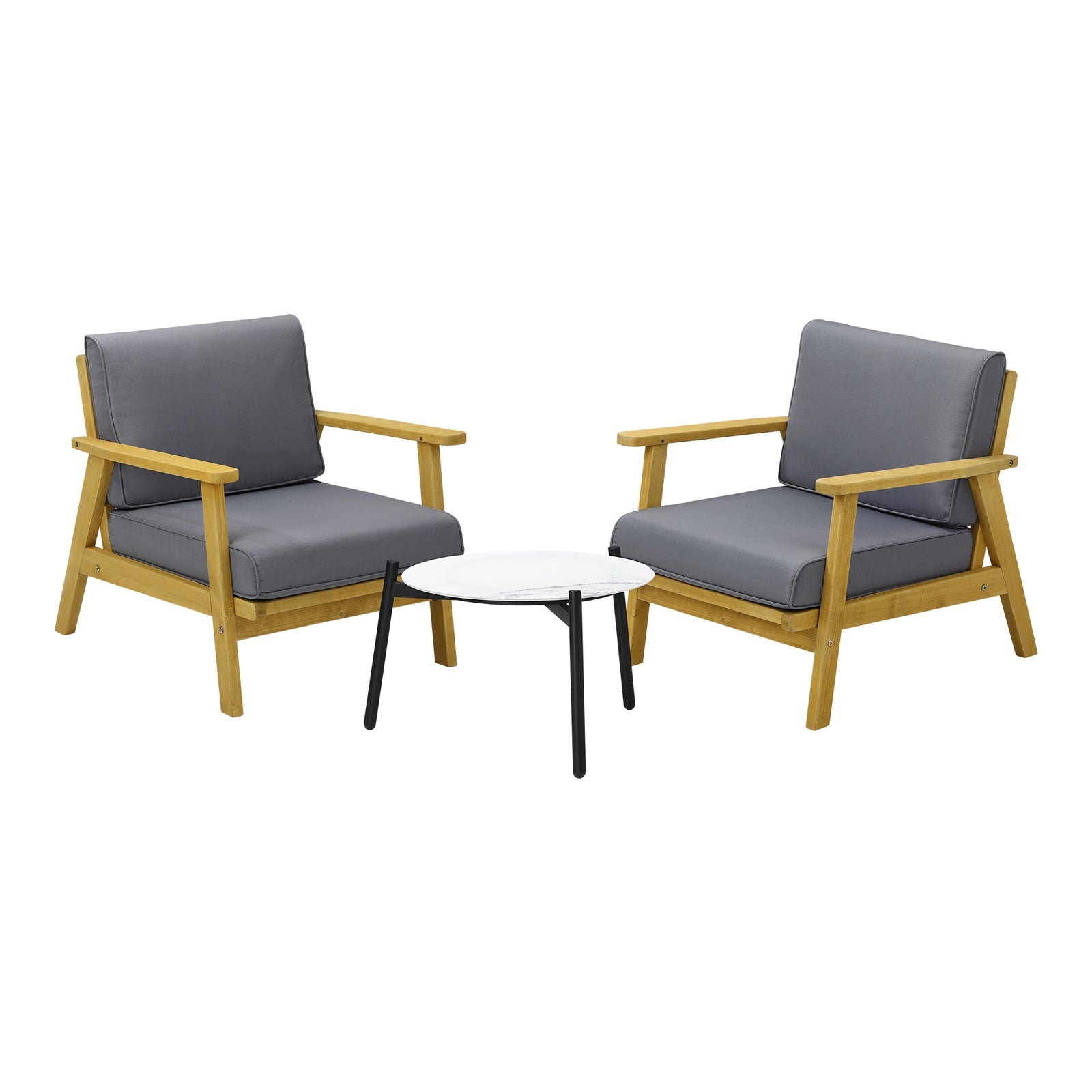 Livsip 3PCS Outdoor Lounge Set Patio Furniture Sets 50cm White Coffee Side Table - Sunyee