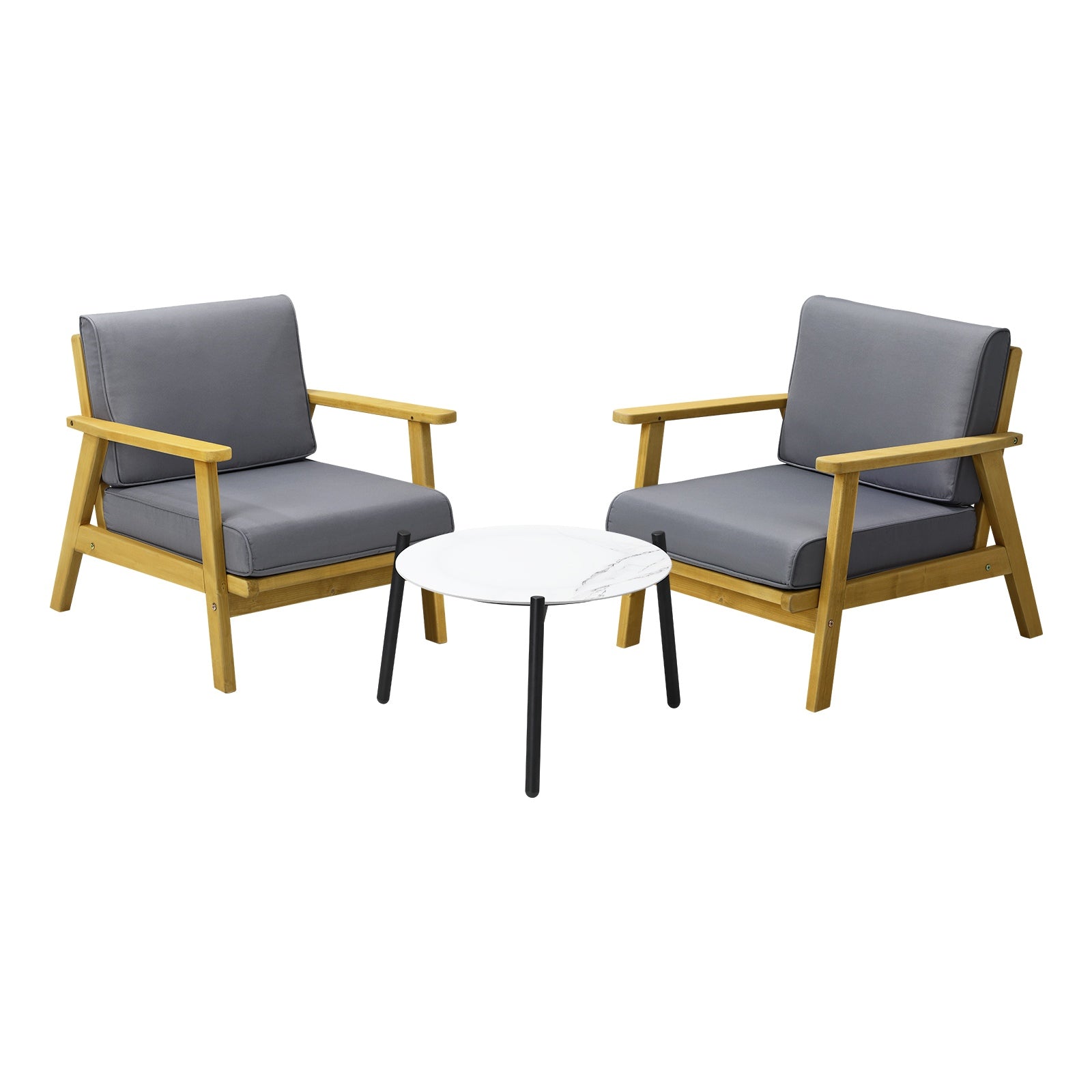 Livsip 3PCS Outdoor Lounge Set Patio Furniture Sets 50cm White Coffee Side Table - Sunyee