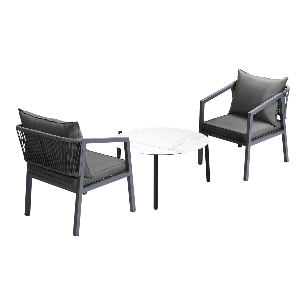Livsip 3PCS Outdoor Patio Setting Furniture Lounge Set White 70cm Coffee Table