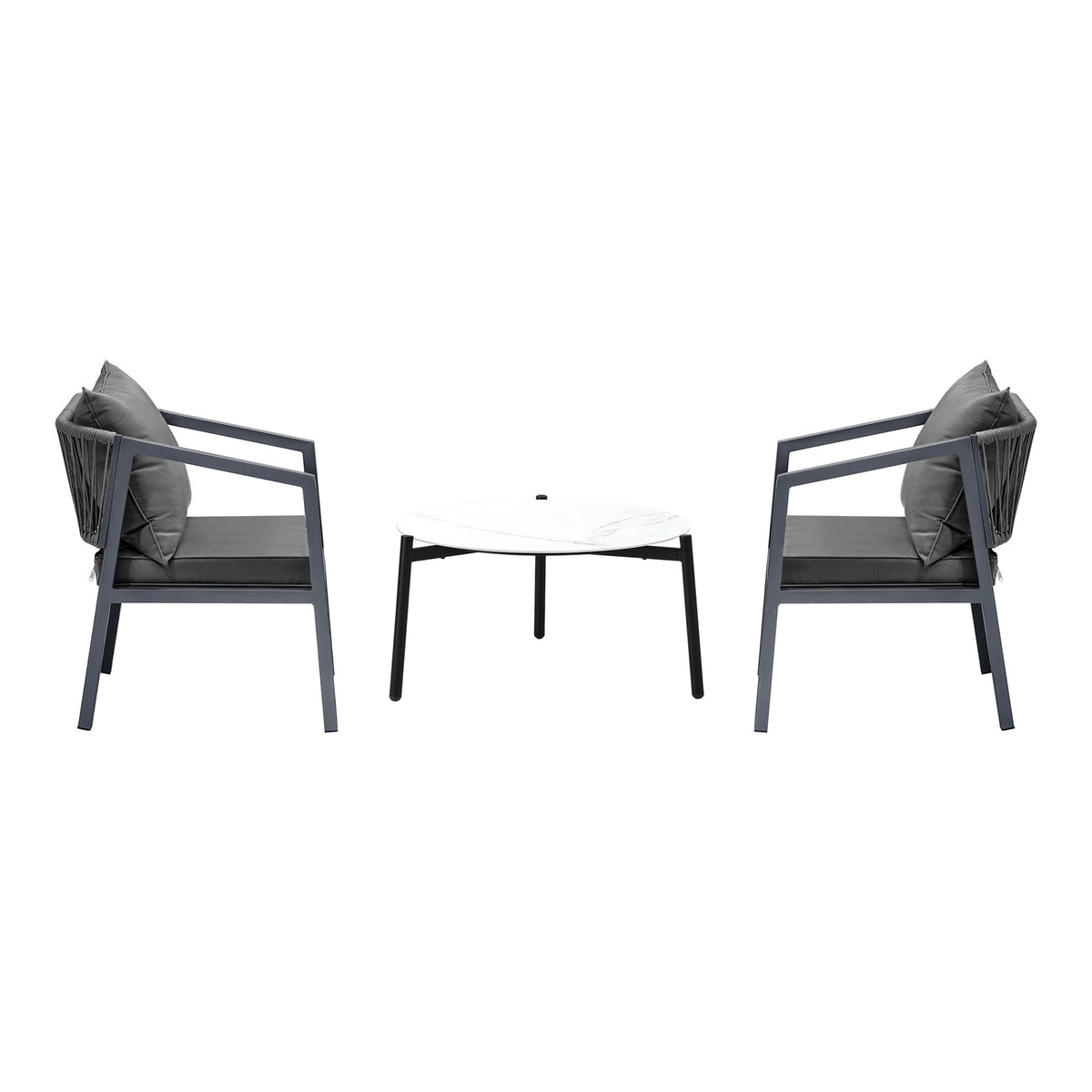 Livsip 3PCS Outdoor Patio Setting Furniture Lounge Set White 70cm Coffee Table