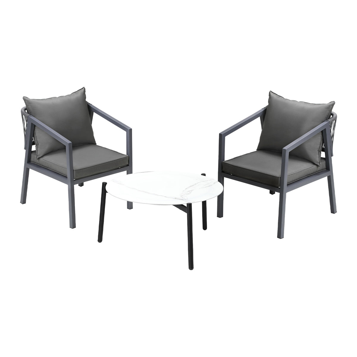 Livsip 3PCS Outdoor Patio Setting Furniture Lounge Set White 70cm Coffee Table