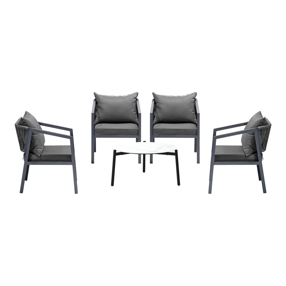 Livsip 5PCS Outdoor Patio Setting Furniture Lounge Set White 70cm Coffee Table