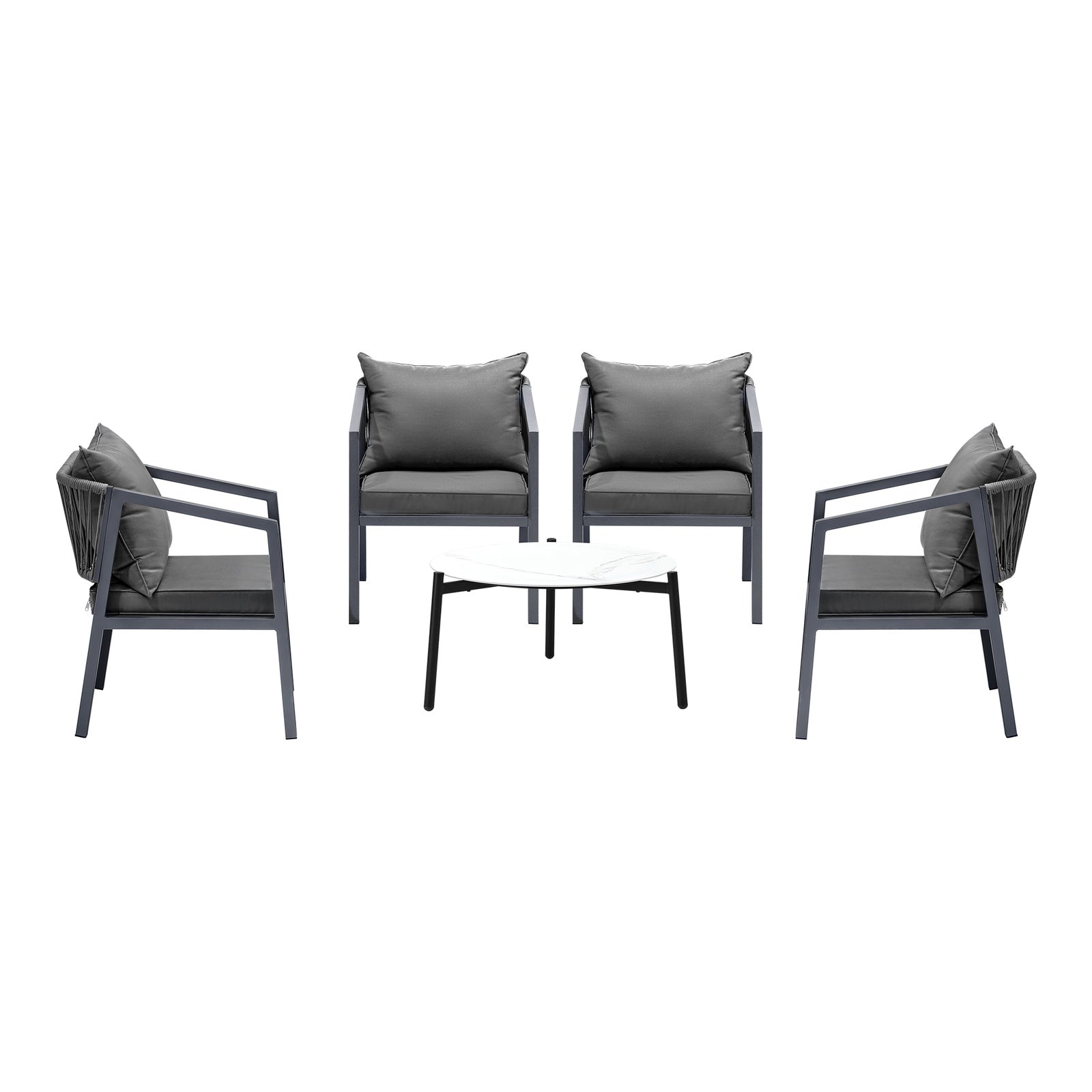 Livsip 5PCS Outdoor Patio Setting Furniture Lounge Set White 70cm Coffee Table - Sunyee