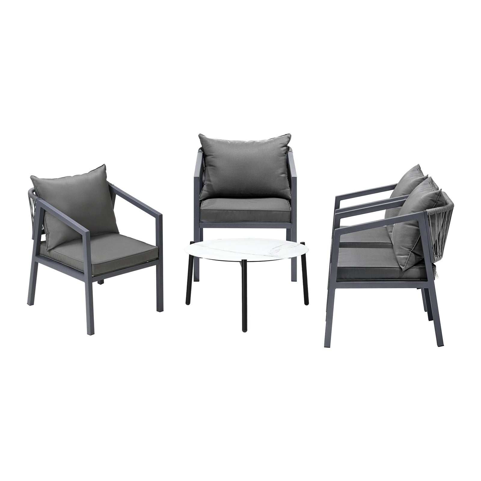 Livsip 5PCS Outdoor Patio Setting Furniture Lounge Set White 70cm Coffee Table - Sunyee