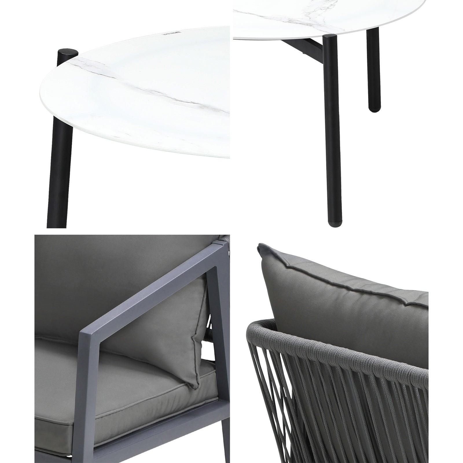 Livsip 5PCS Outdoor Patio Setting Furniture Lounge Set White 70cm Coffee Table - Sunyee