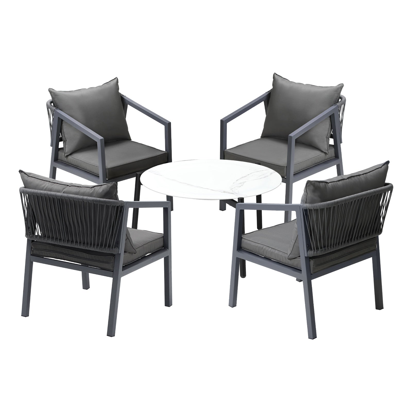 Livsip 5PCS Outdoor Patio Setting Furniture Lounge Set White 70cm Coffee Table - Sunyee