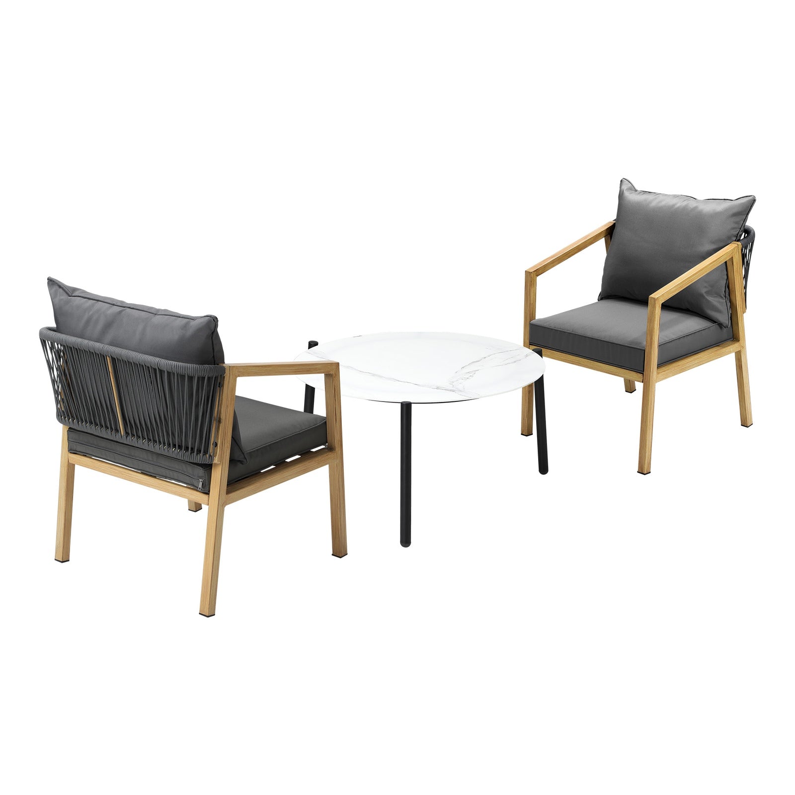 Livsip 3PCS Outdoor Patio Setting Furniture Lounge Set White 70cm Coffee Table - Sunyee