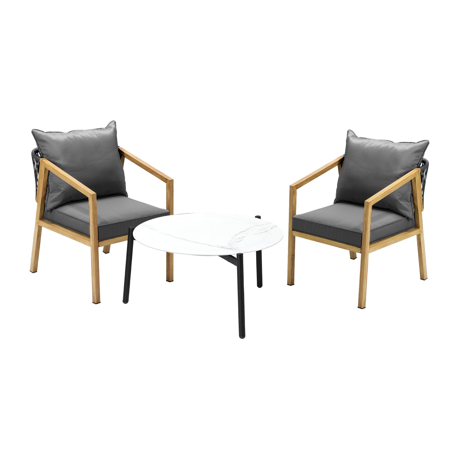 Livsip 3PCS Outdoor Patio Setting Furniture Lounge Set White 70cm Coffee Table - Sunyee