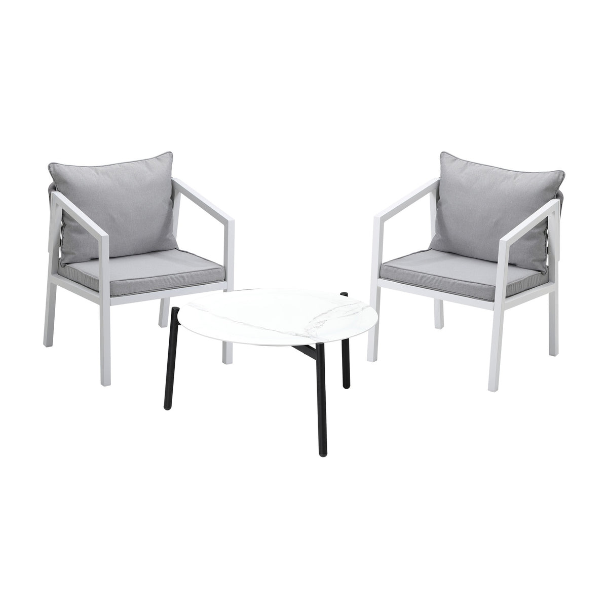 Livsip Outdoor Patio Setting Furniture Lounge Set White 70cm Coffee Table - Sunyee