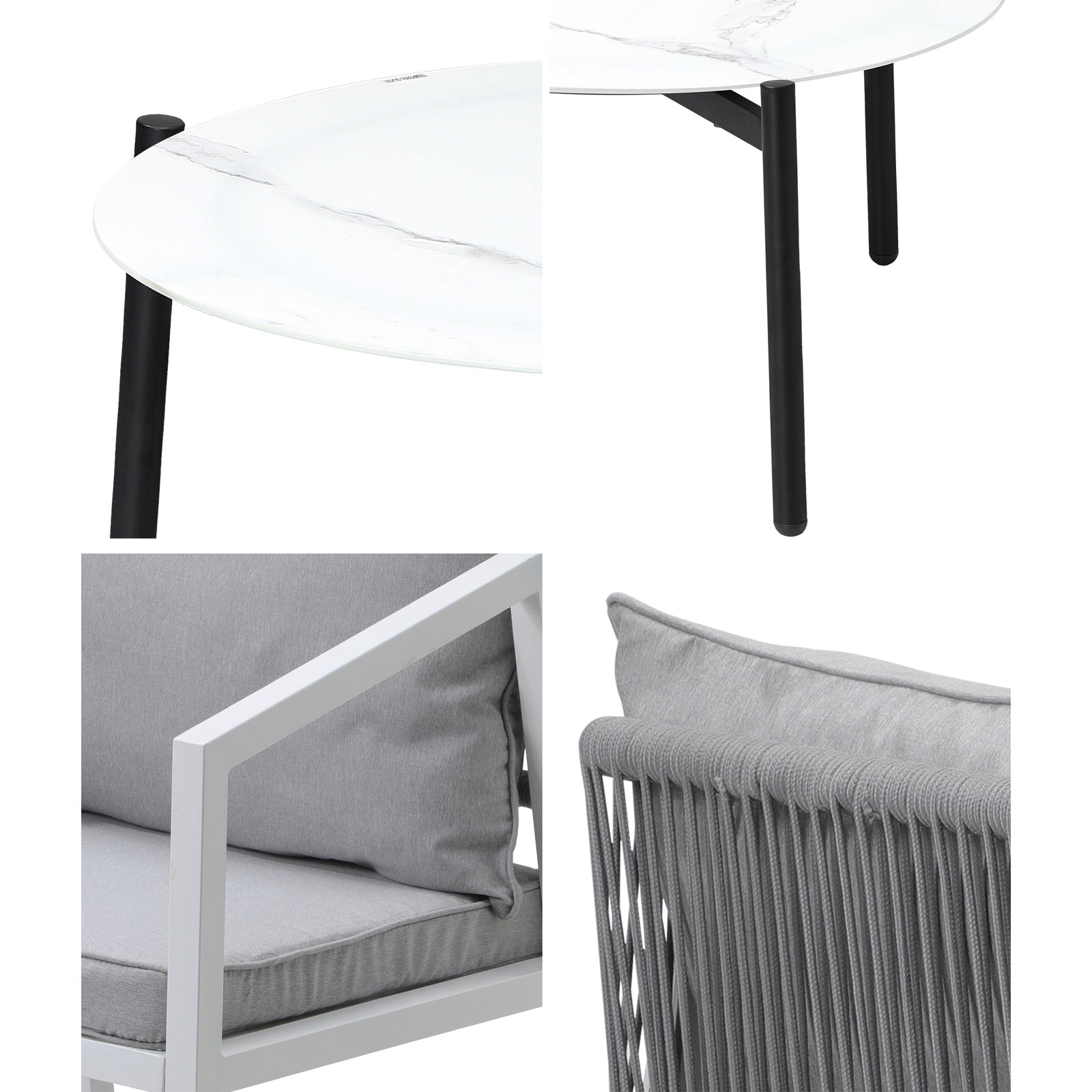 Livsip Outdoor Patio Setting 5PCS Furniture Lounge Set White 70cm Coffee Table - Sunyee