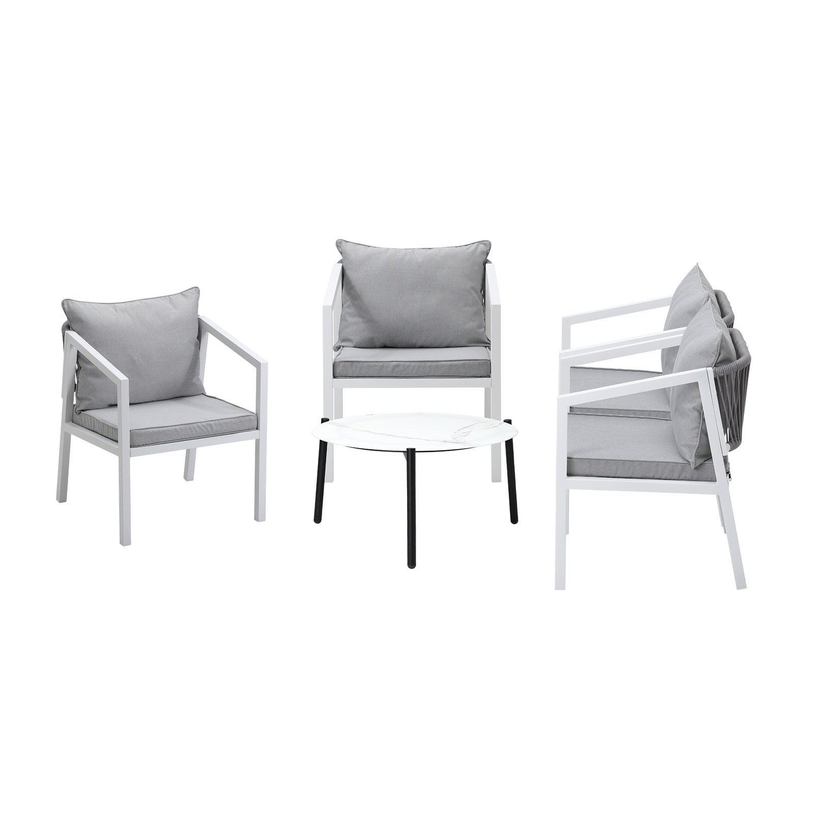 Livsip Outdoor Patio Setting 5PCS Furniture Lounge Set White 70cm Coffee Table - Sunyee