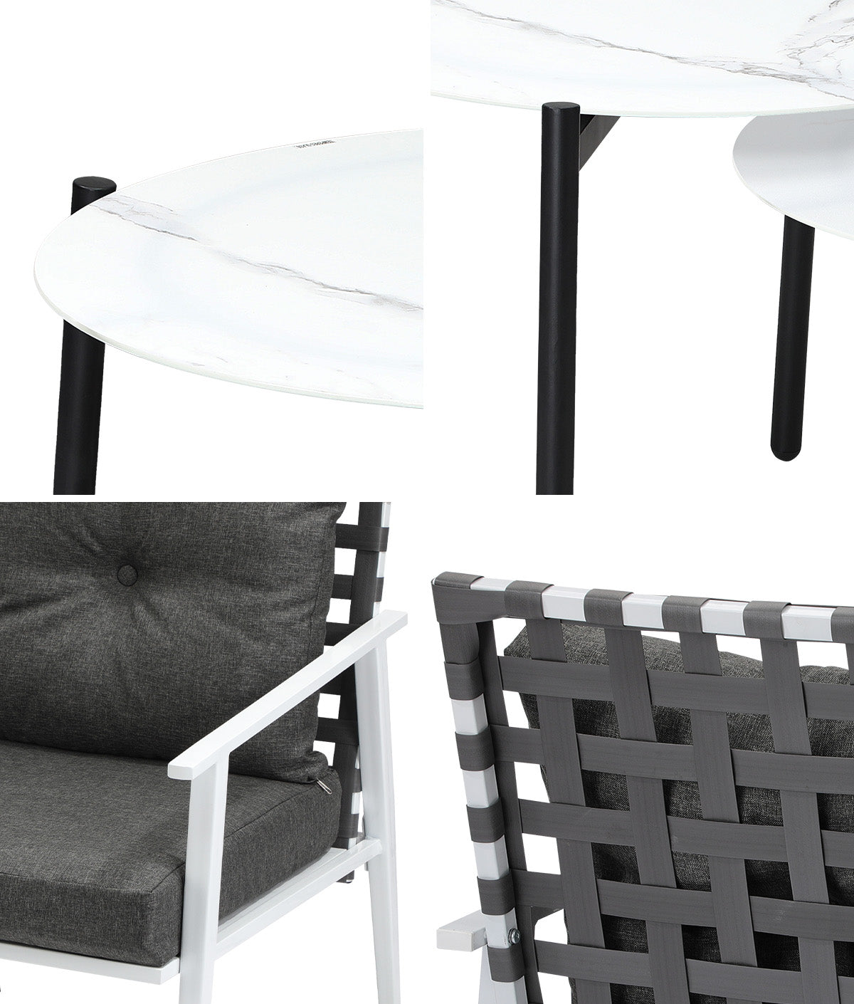Livsip Outdoor Lounge Sets 5pc Patio Set 70CM White Round Table Rattan Chairs - Sunyee