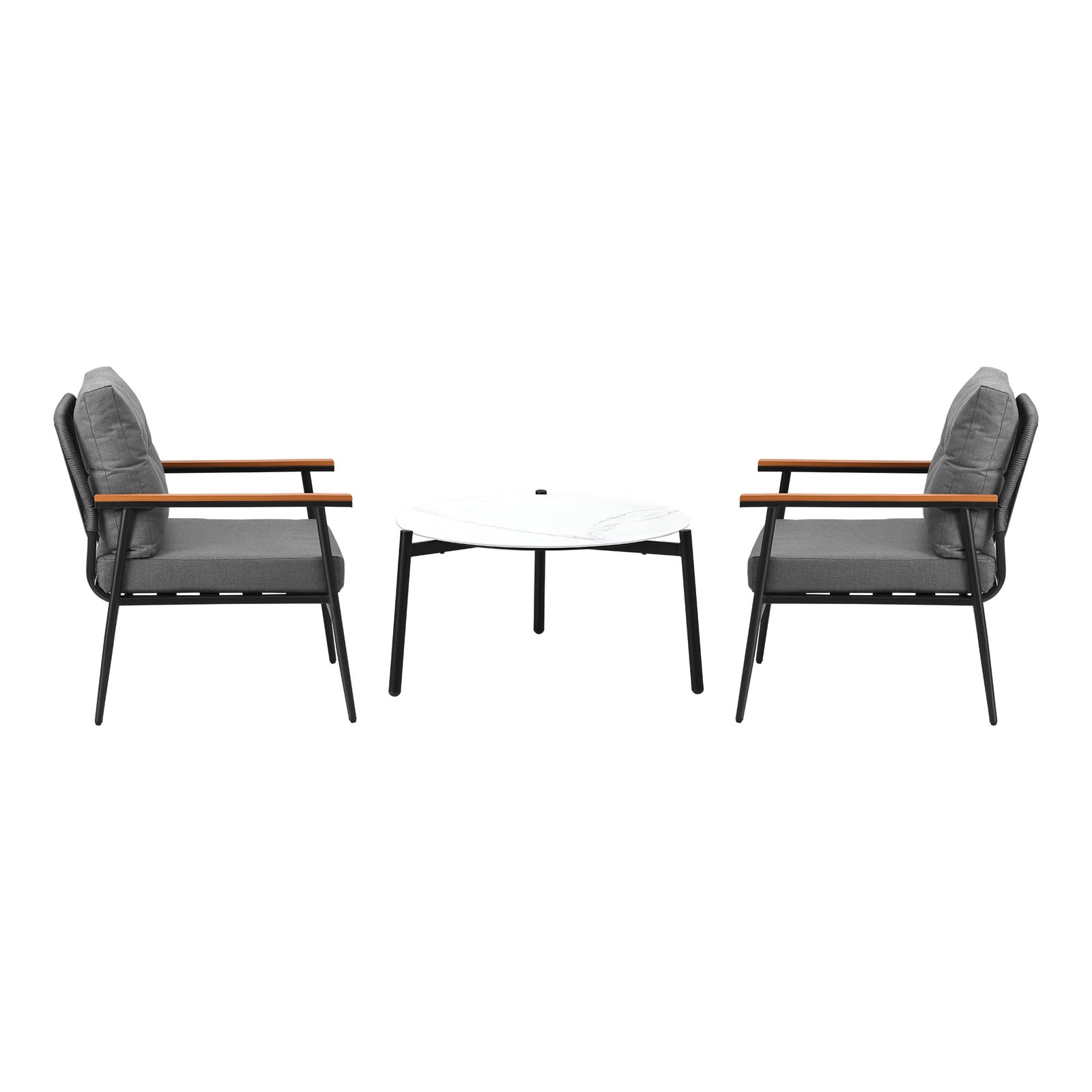 Livsip Outdoor Patio Setting 3 Piece Bistro Lounge Furniture Set 70cm Table - Sunyee