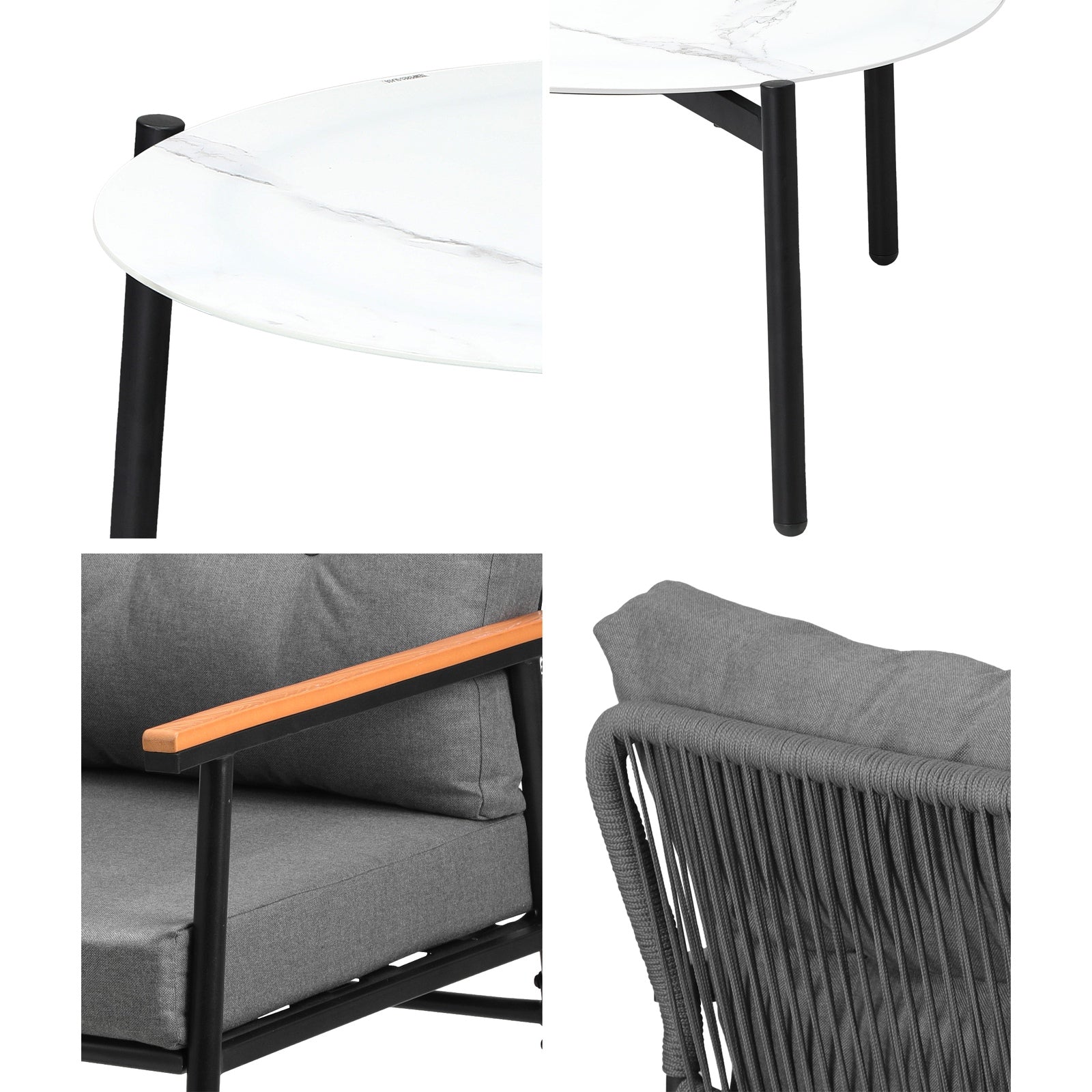 Livsip Outdoor Patio Setting 5 Piece Bistro Lounge Furniture Set 70cm Table - Sunyee