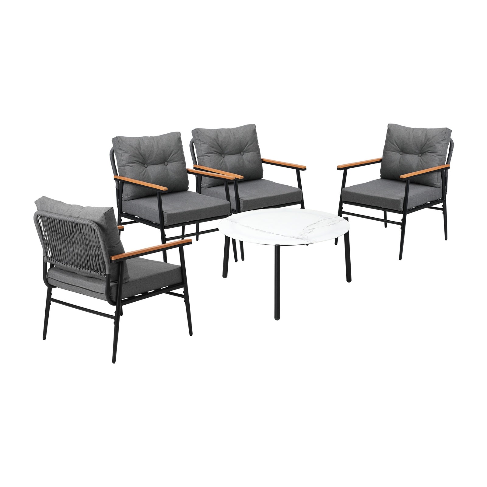 Livsip Outdoor Patio Setting 5 Piece Bistro Lounge Furniture Set 70cm Table - Sunyee