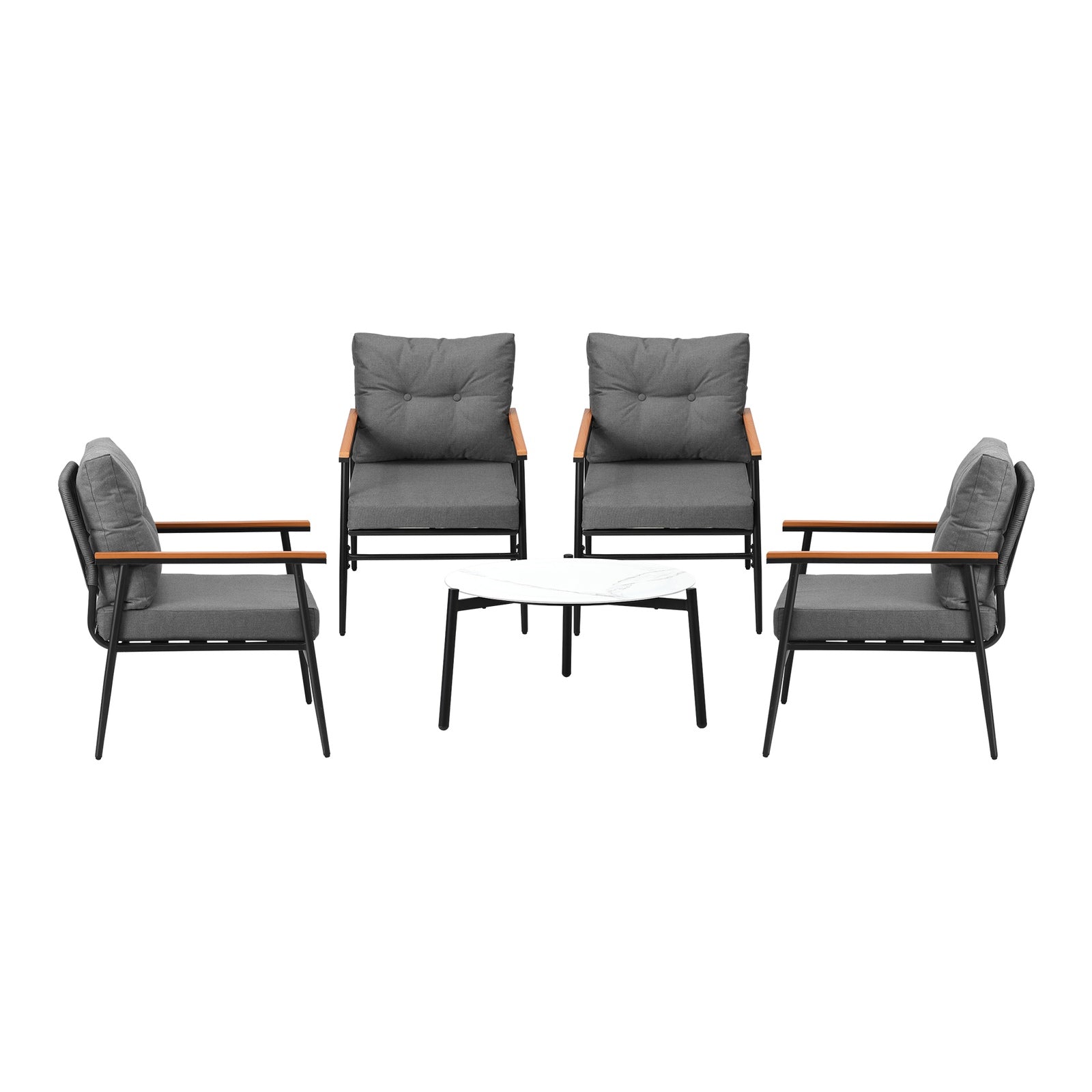 Livsip Outdoor Patio Setting 5 Piece Bistro Lounge Furniture Set 70cm Table - Sunyee