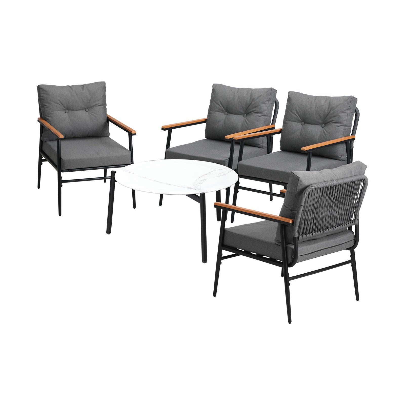 Livsip Outdoor Patio Setting 5 Piece Bistro Lounge Furniture Set 70cm Table - Sunyee