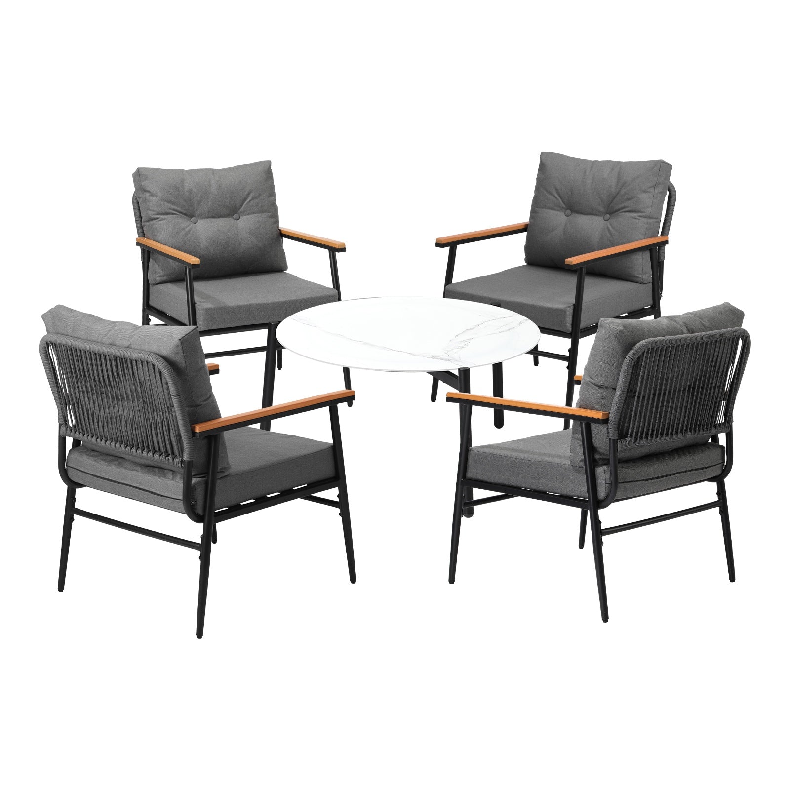 Livsip Outdoor Patio Setting 5 Piece Bistro Lounge Furniture Set 70cm Table - Sunyee