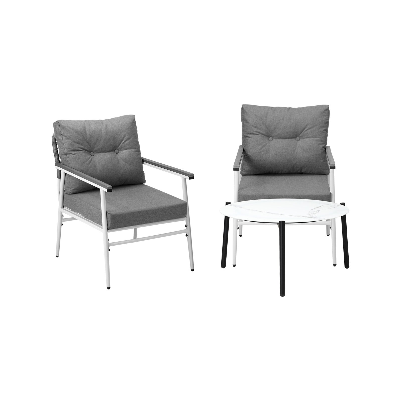 Livsip Outdoor Patio Setting 3PC Bistro Lounge Furniture Set 70cm White Table - Sunyee