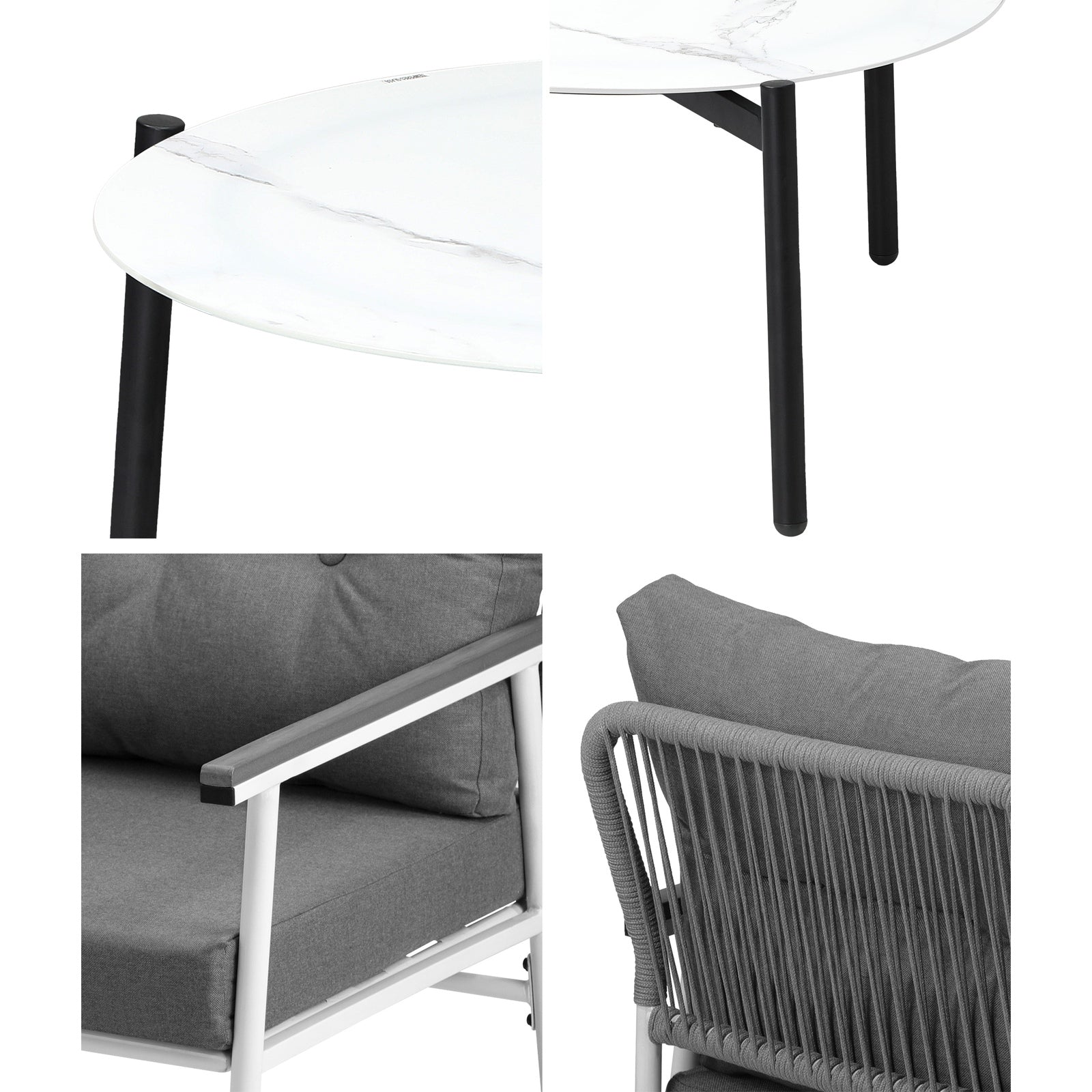 Livsip Outdoor Patio Setting 5PC Bistro Lounge Furniture Set 70cm White Table - Sunyee