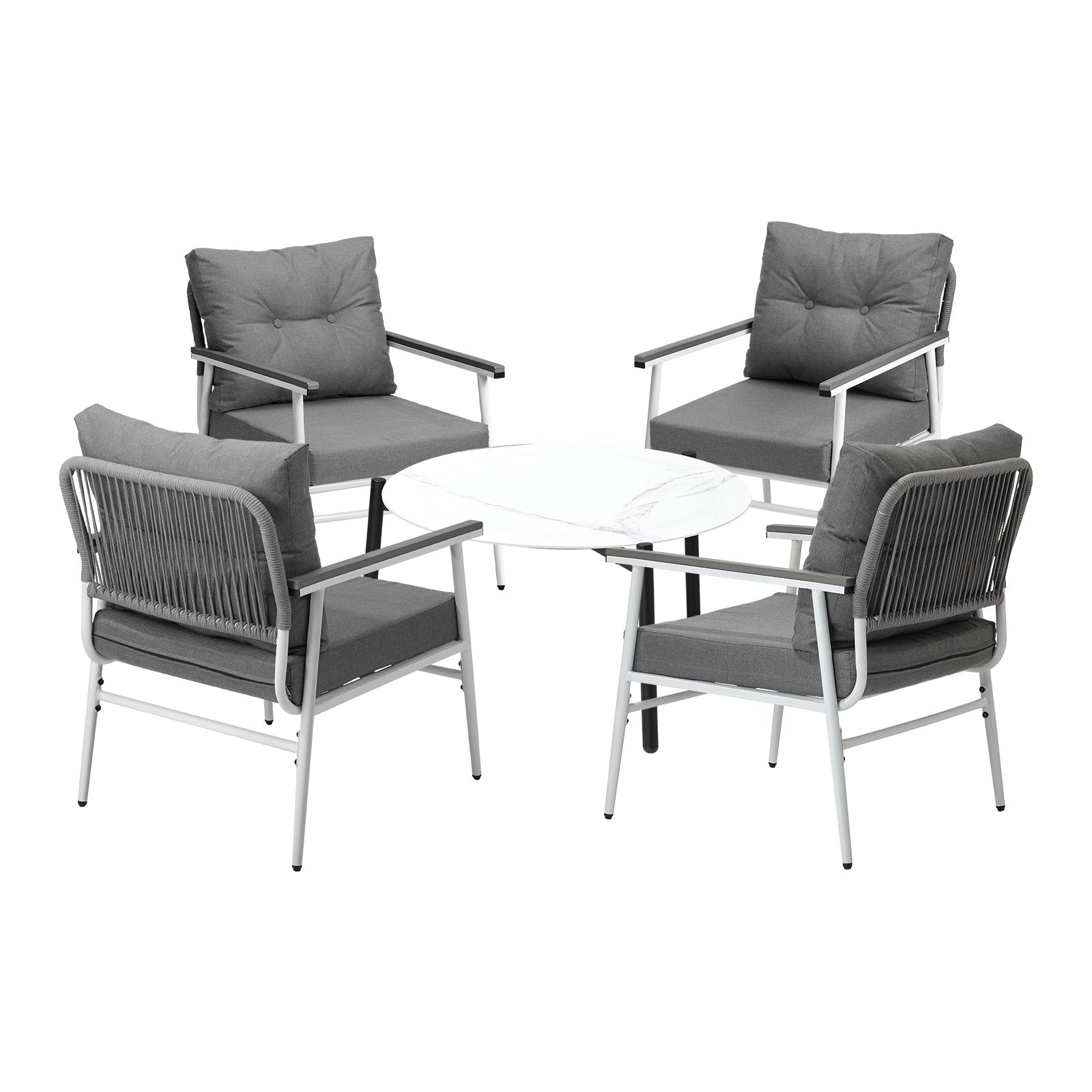 Livsip Outdoor Patio Setting 5PC Bistro Lounge Furniture Set 70cm White Table - Sunyee