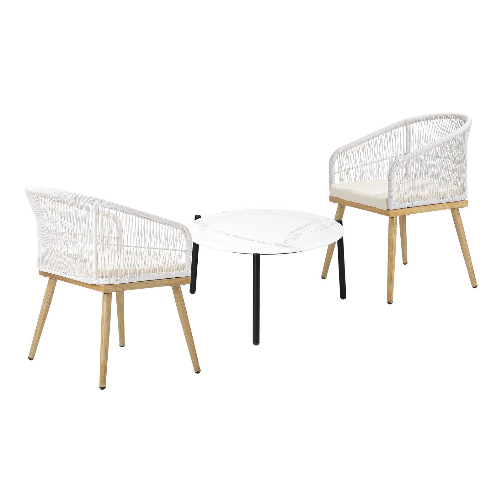 Livsip 3 Piece Outdoor Patio Setting Bistro Set Lounge Furniture Sets 70cm Table - Sunyee