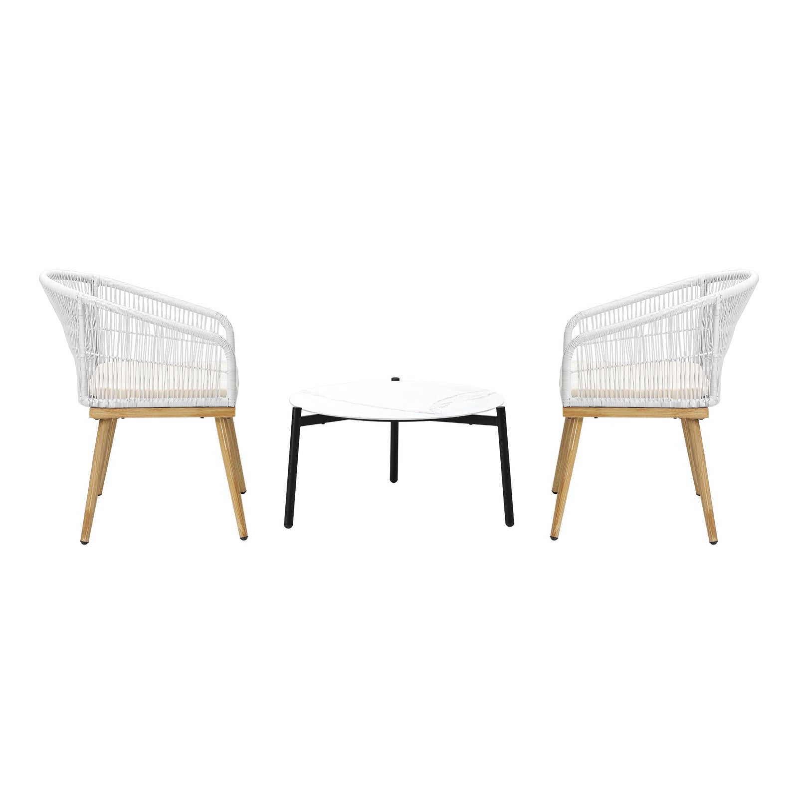 Livsip 3 Piece Outdoor Patio Setting Bistro Set Lounge Furniture Sets 70cm Table - Sunyee