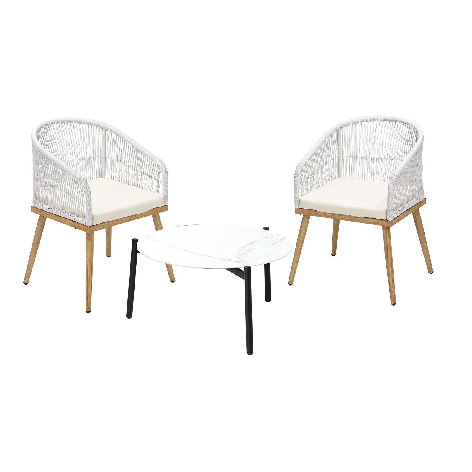 Livsip 3 Piece Outdoor Patio Setting Bistro Set Lounge Furniture Sets 70cm Table - Sunyee