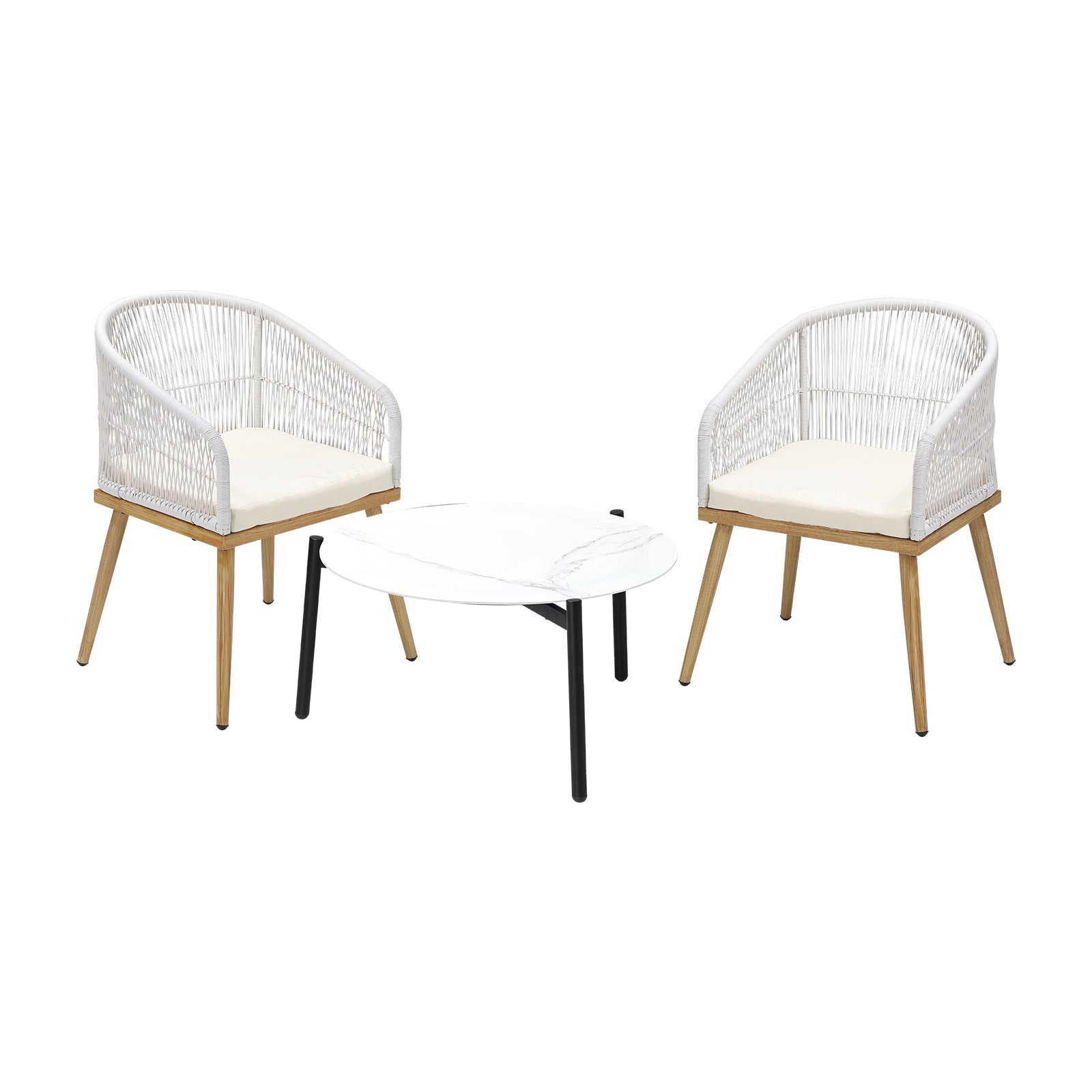 Livsip 3 Piece Outdoor Patio Setting Bistro Set Lounge Furniture Sets 70cm Table - Sunyee