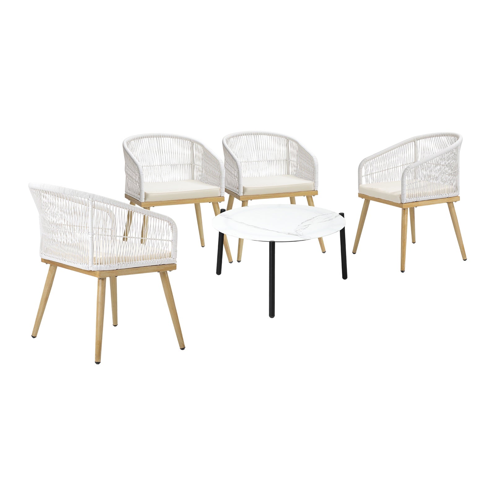Livsip 5 Piece Outdoor Patio Setting Bistro Set Lounge Furniture Sets 70cm Table - Sunyee