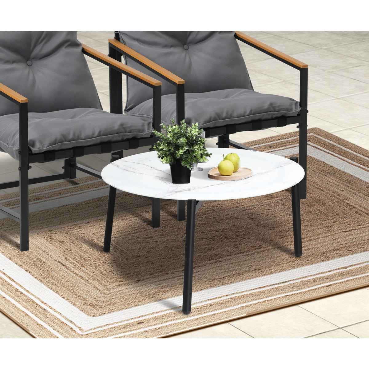 Livsip 5PC Outdoor Patio Furniture Set Bistro Sets 70CM Round White Marble Table - Sunyee