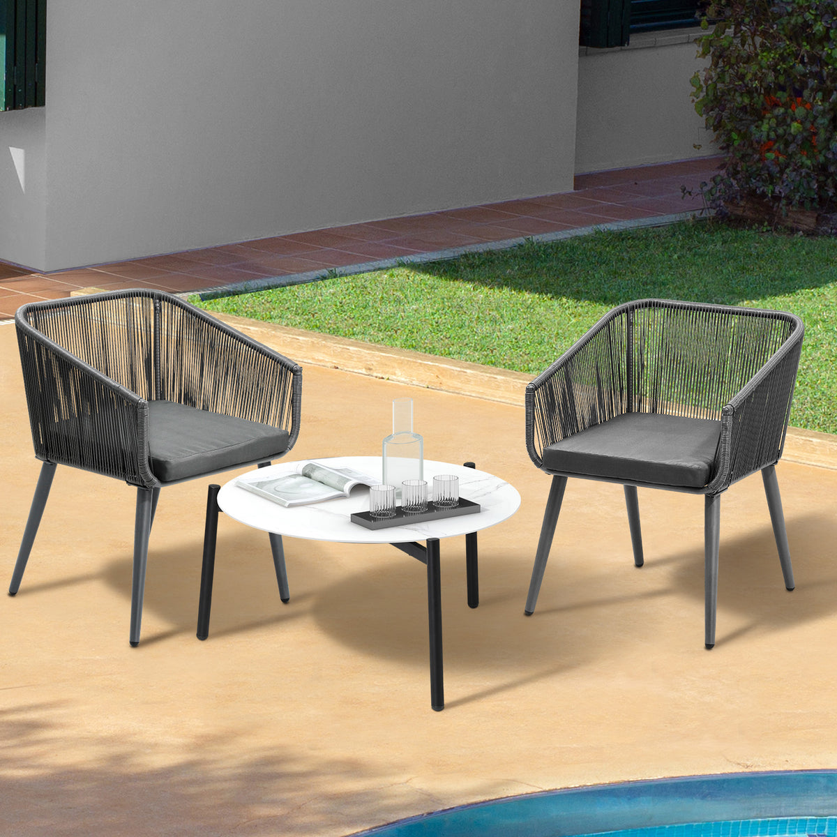 Livsip Outdoor Lounge Setting Furniture 3 Piece Patio Set - Sunyee