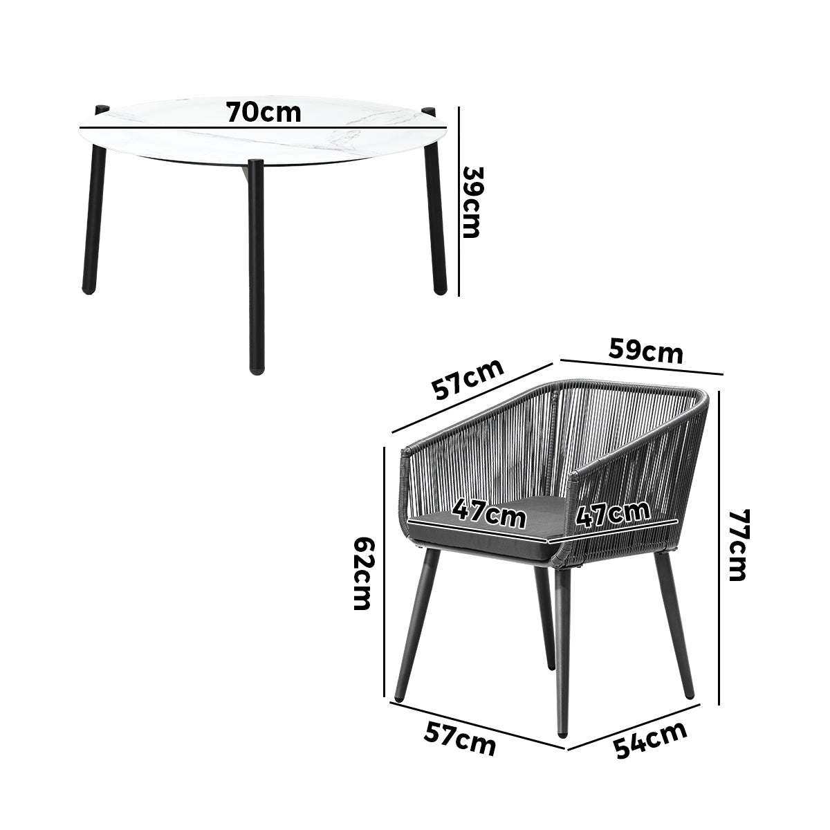 Livsip Outdoor Lounge Setting Furniture 3 Piece Patio Set - Sunyee