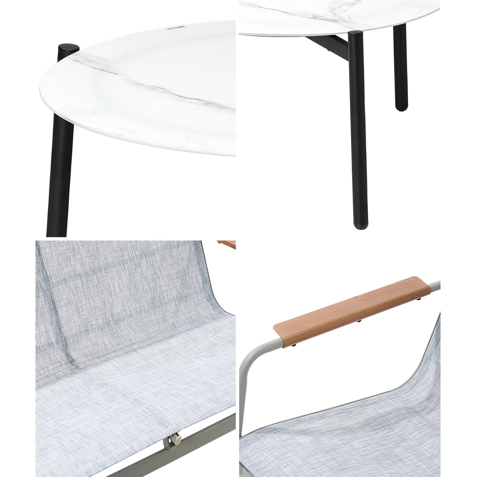 Livsip Outdoor Patio Setting 4x Chairs 70cm Coffee Table Garden Furniture Lounge - Sunyee